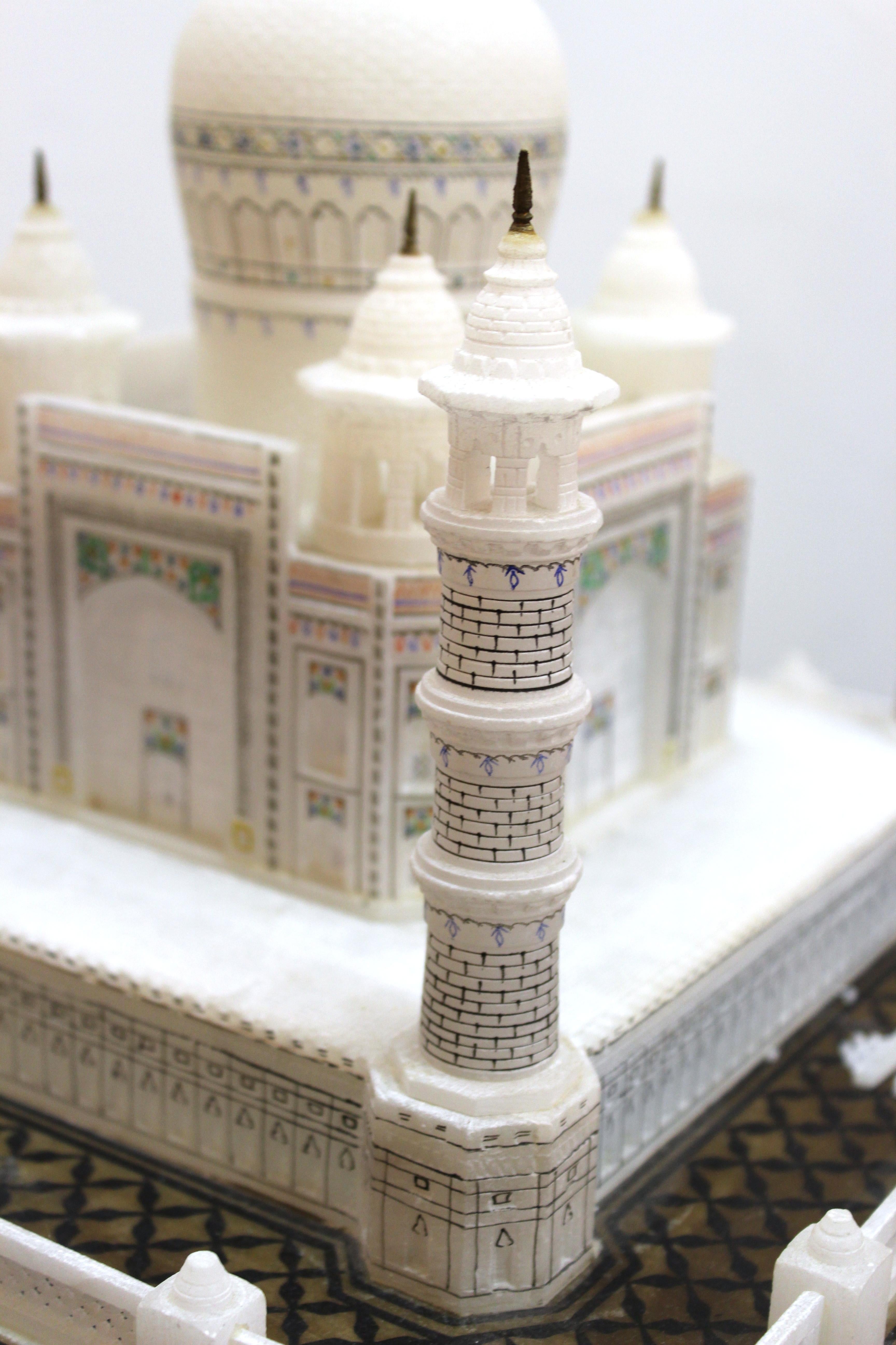 Indian Taj Mahal Alabaster Hand-Carved Architectural Model 3