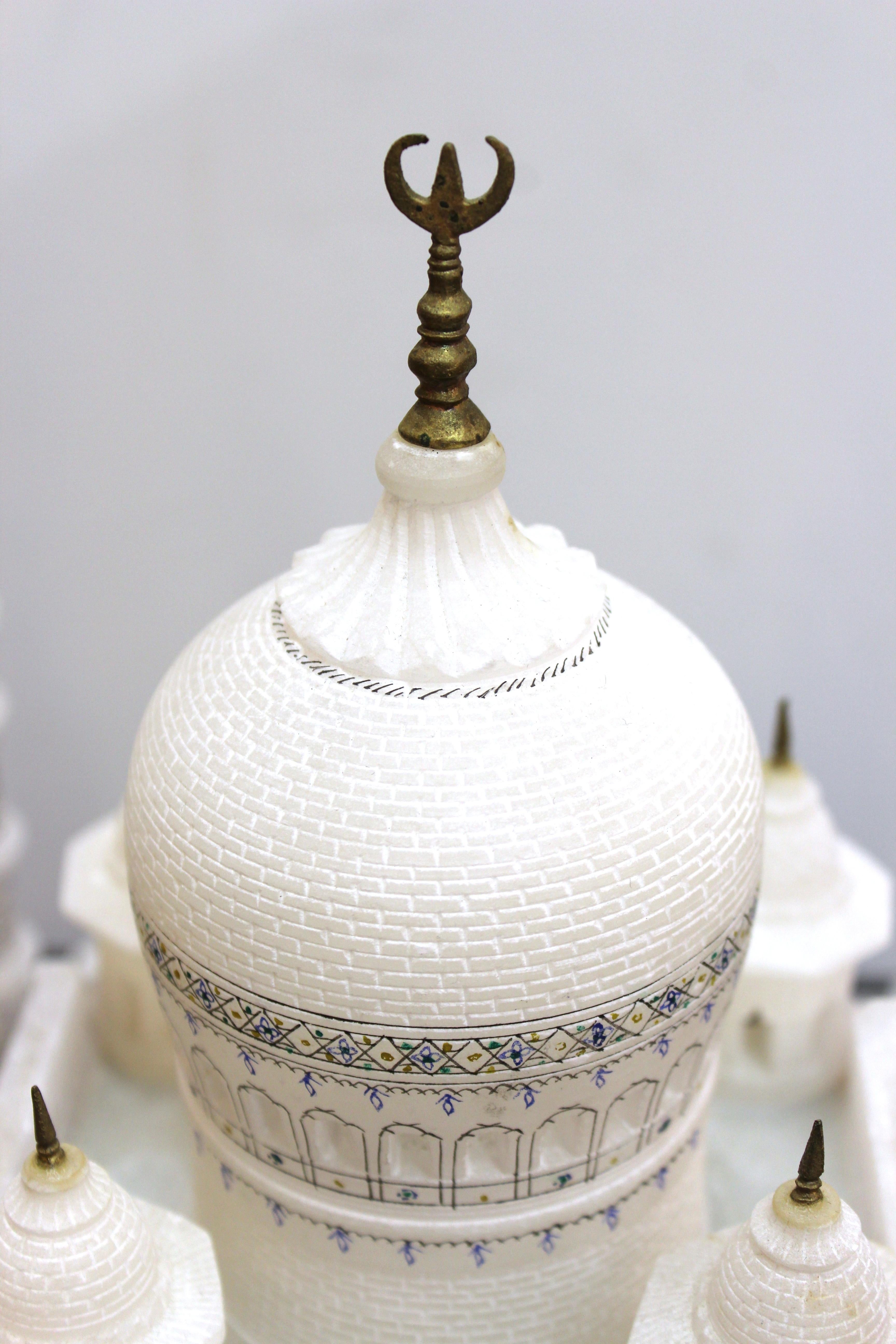 Indian Taj Mahal Alabaster Hand-Carved Architectural Model 4