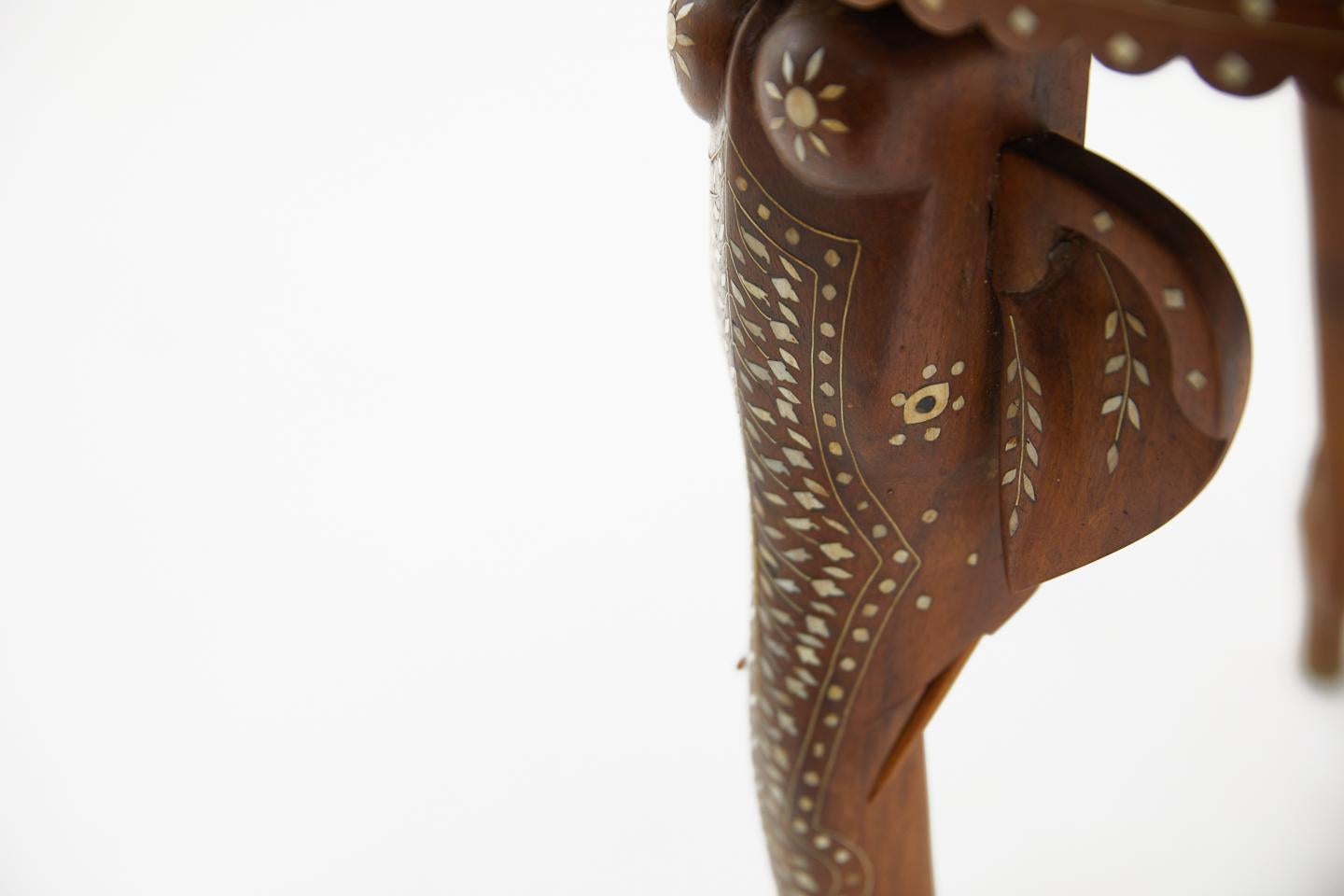 20th Century Indian Teak and Bone Inlaid Occasional Table