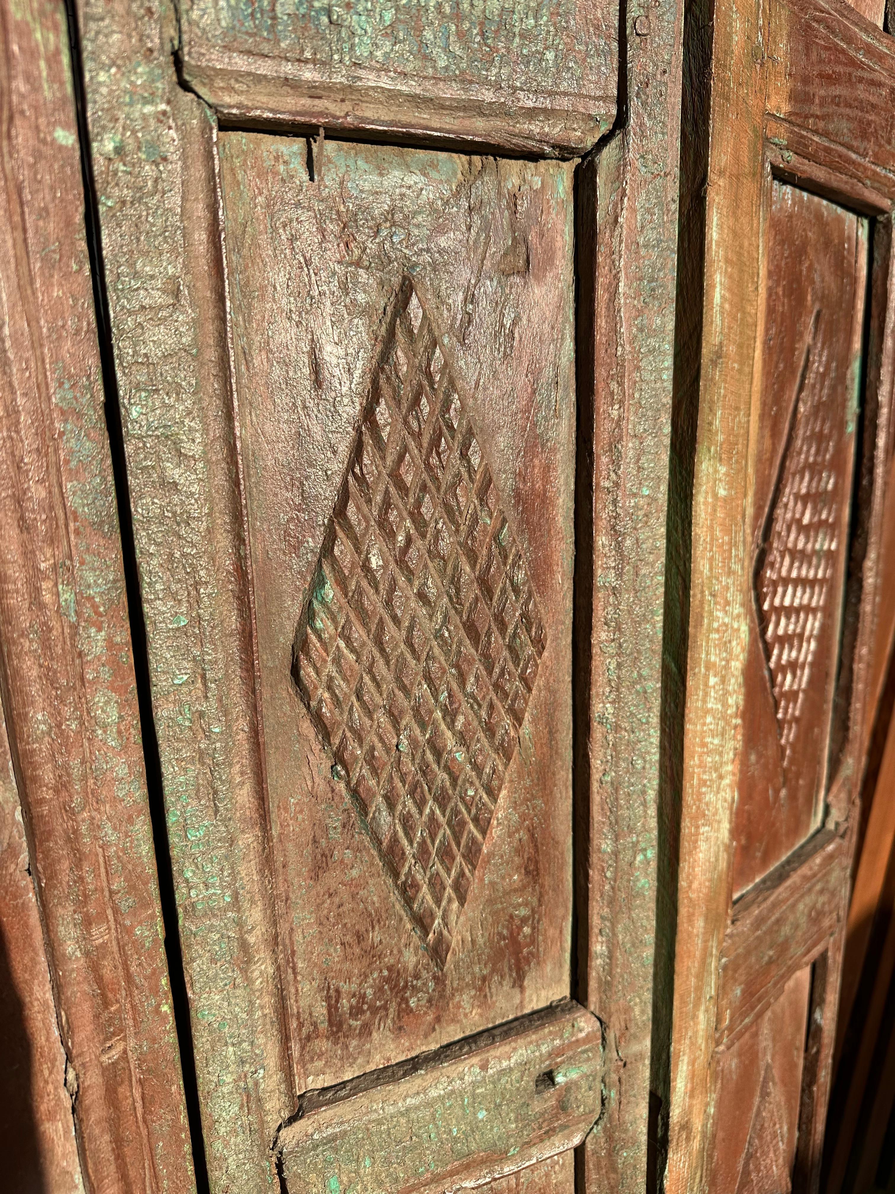 Porte bifold a pannelli in teak indiano, XIX secolo in vendita 1