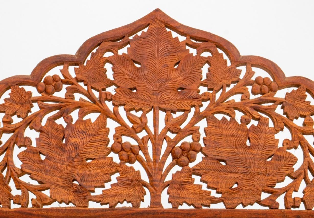 Indian Teakwood Reticulated Four Panel Screen In Good Condition In New York, NY