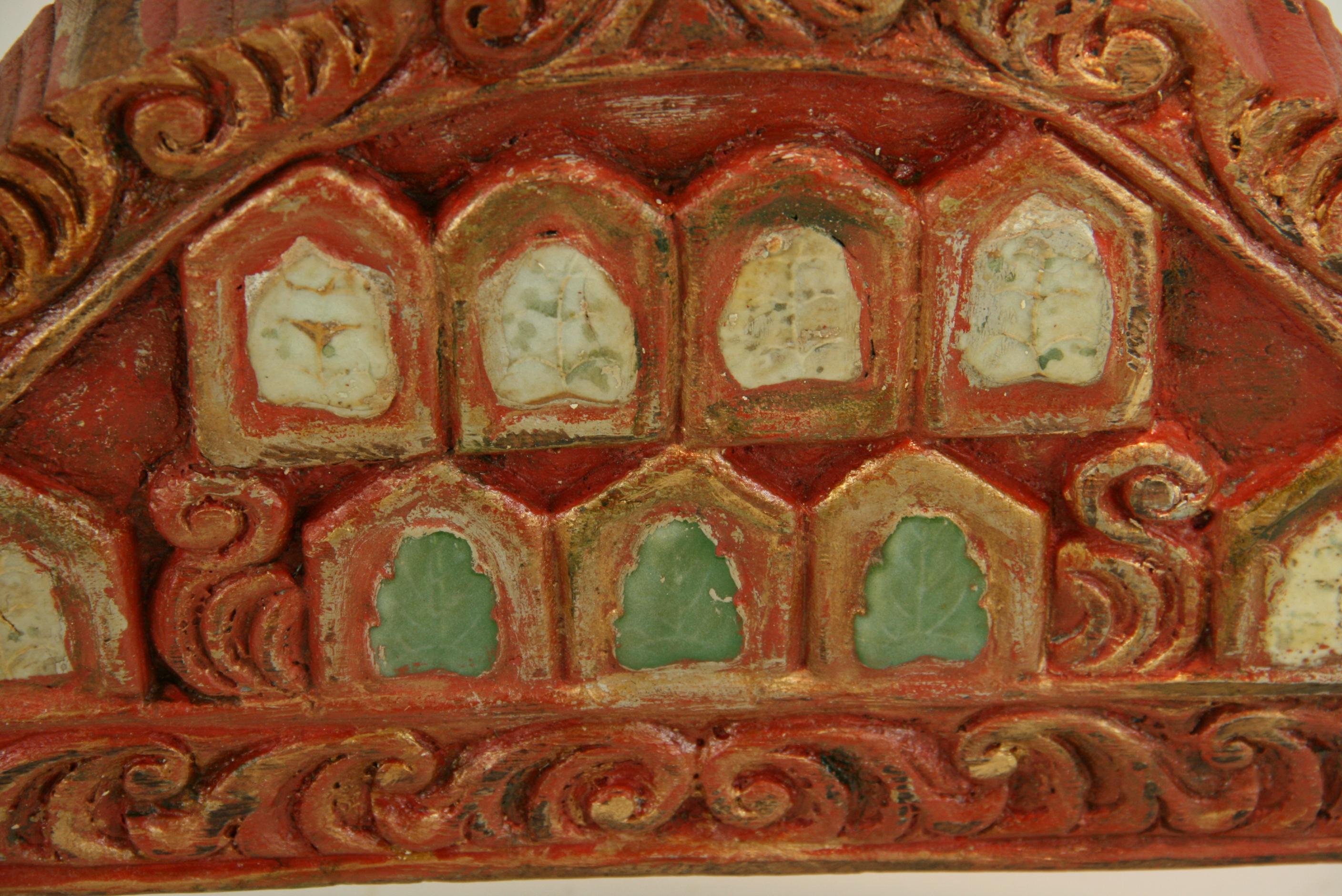Indian Temple Architectural Fragments with Ceramic Inlays In Good Condition For Sale In Douglas Manor, NY