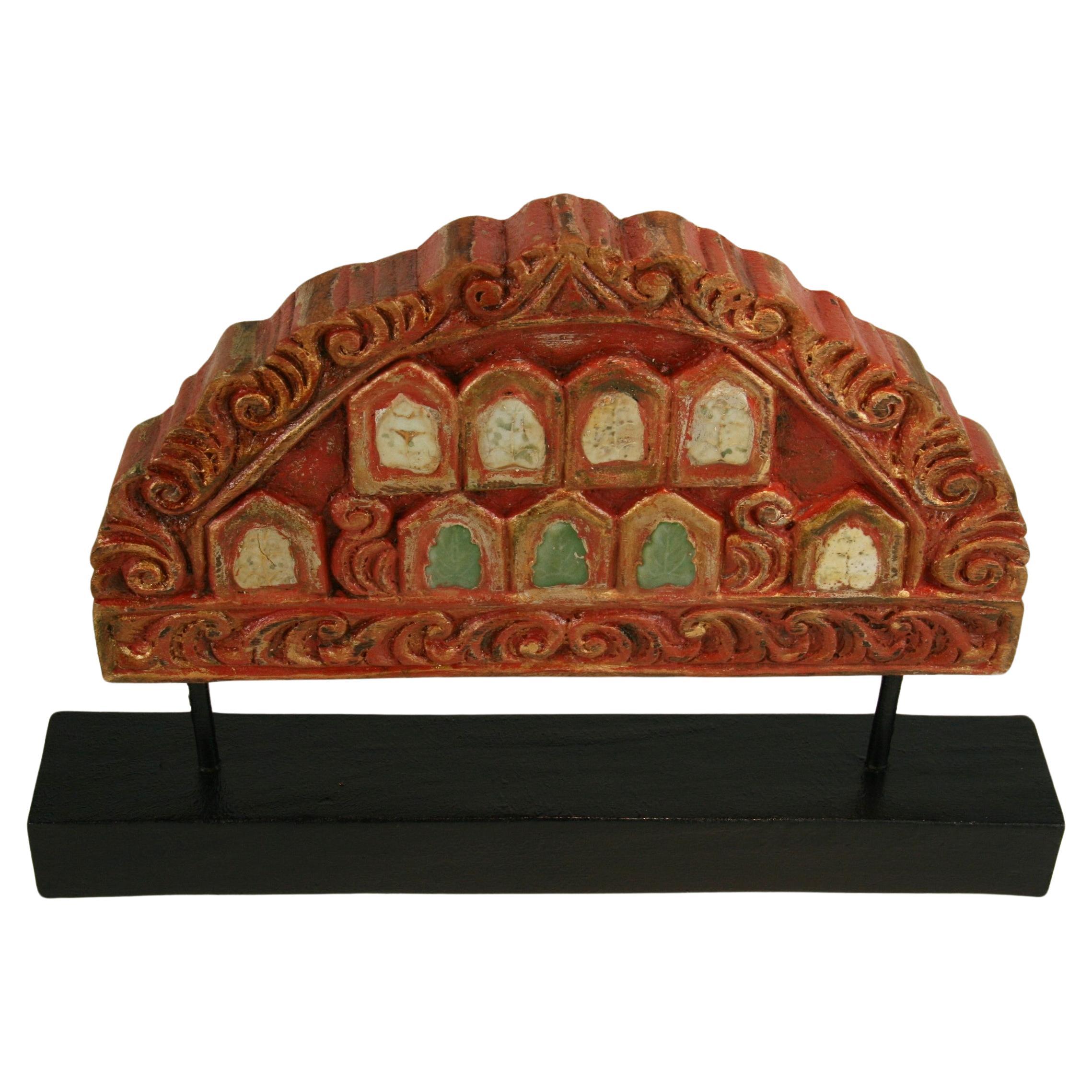 Indian Temple Architectural Fragments with Ceramic Inlays For Sale