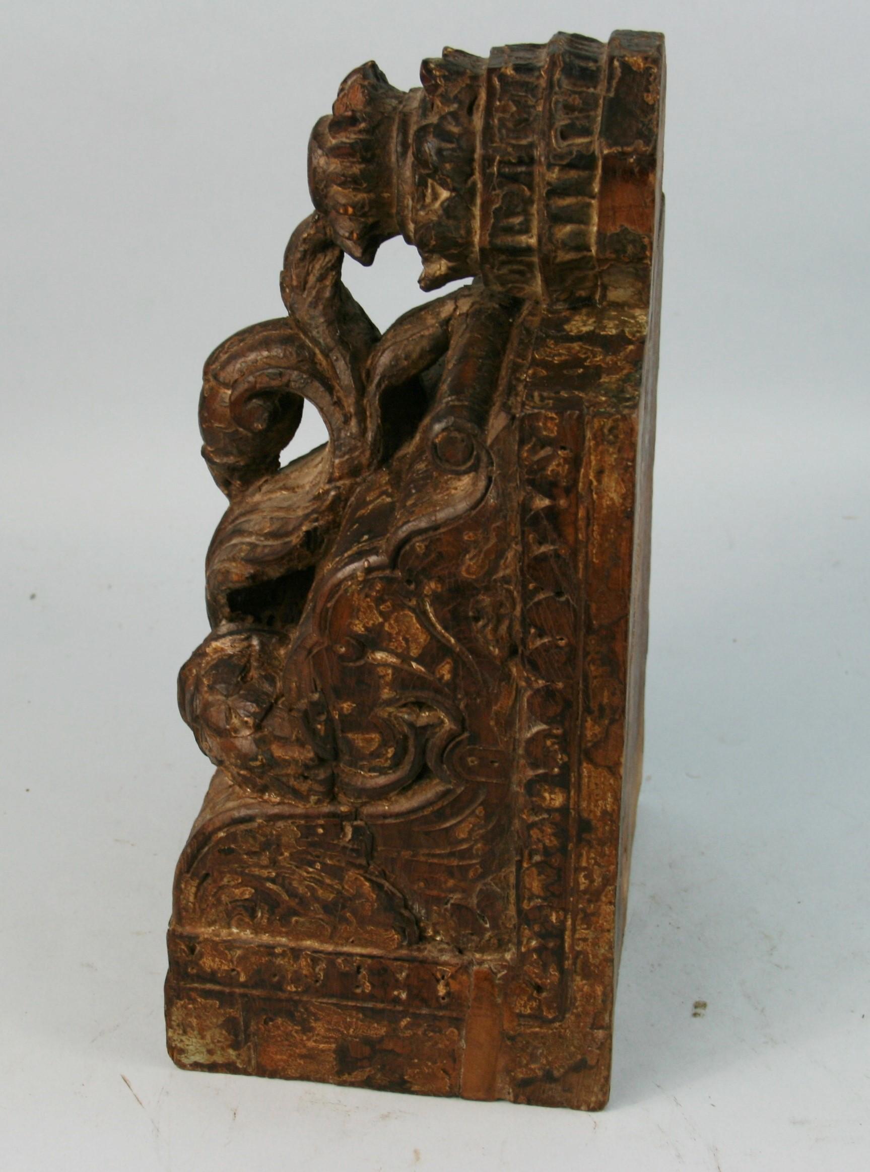 Indian Temple Carved Wood Architectural Element, 1910 7
