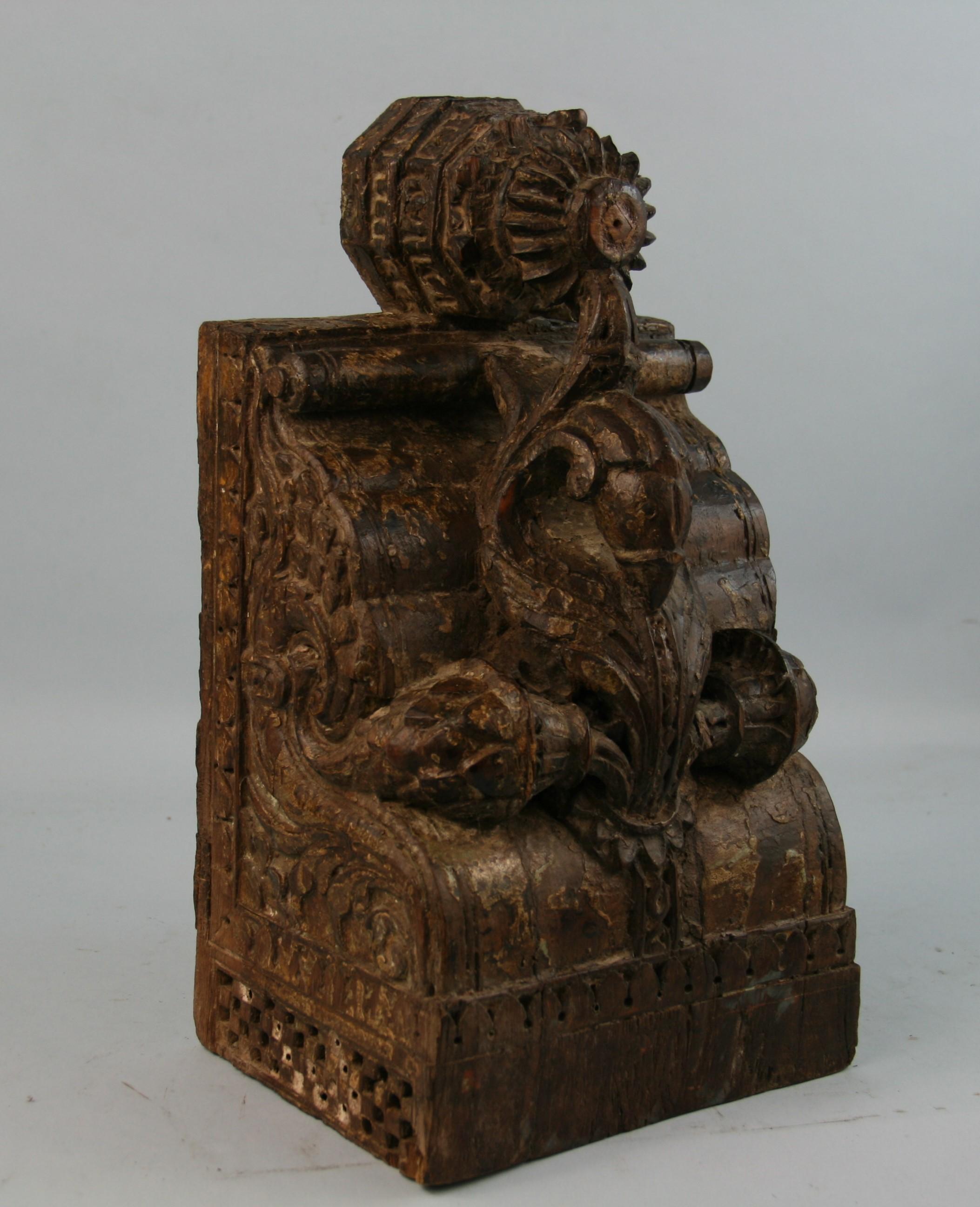 3-732 hand carved Indian architectural temple element with remnants of old paint
Similar item lighter wood see 3-731.