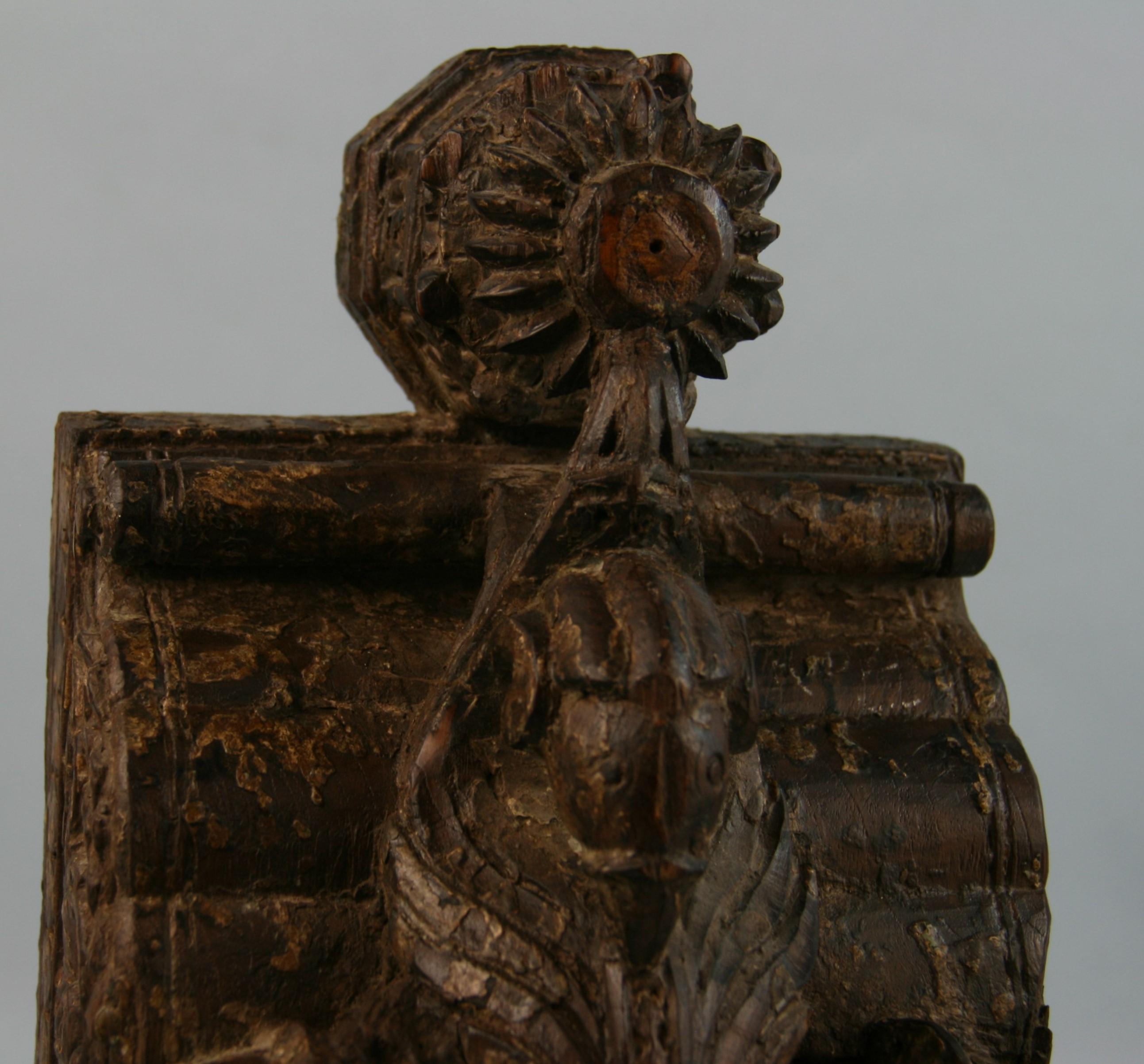 Early 20th Century Indian Temple Carved Wood Architectural Element, 1910