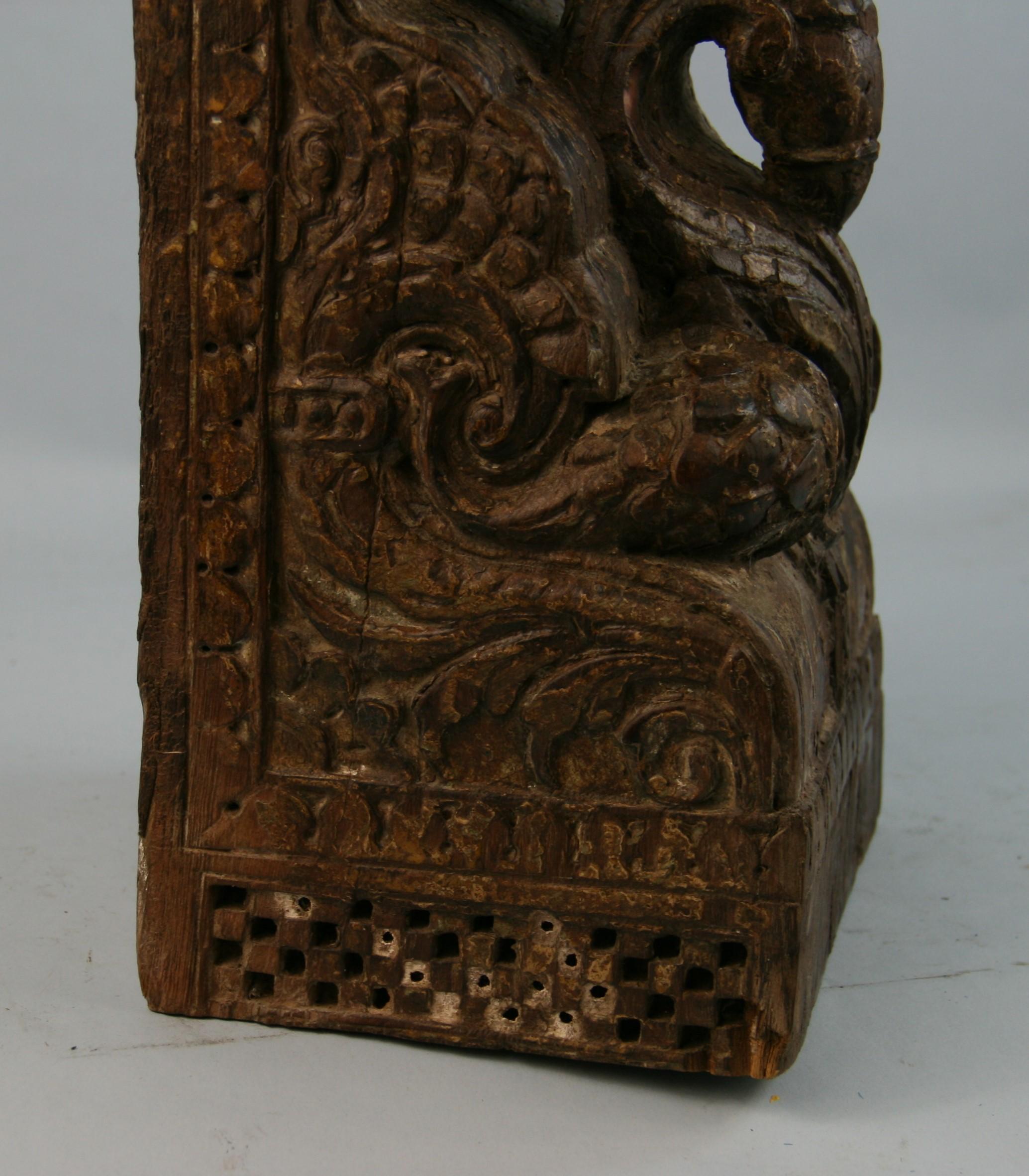 Indian Temple Carved Wood Architectural Element, 1910 2