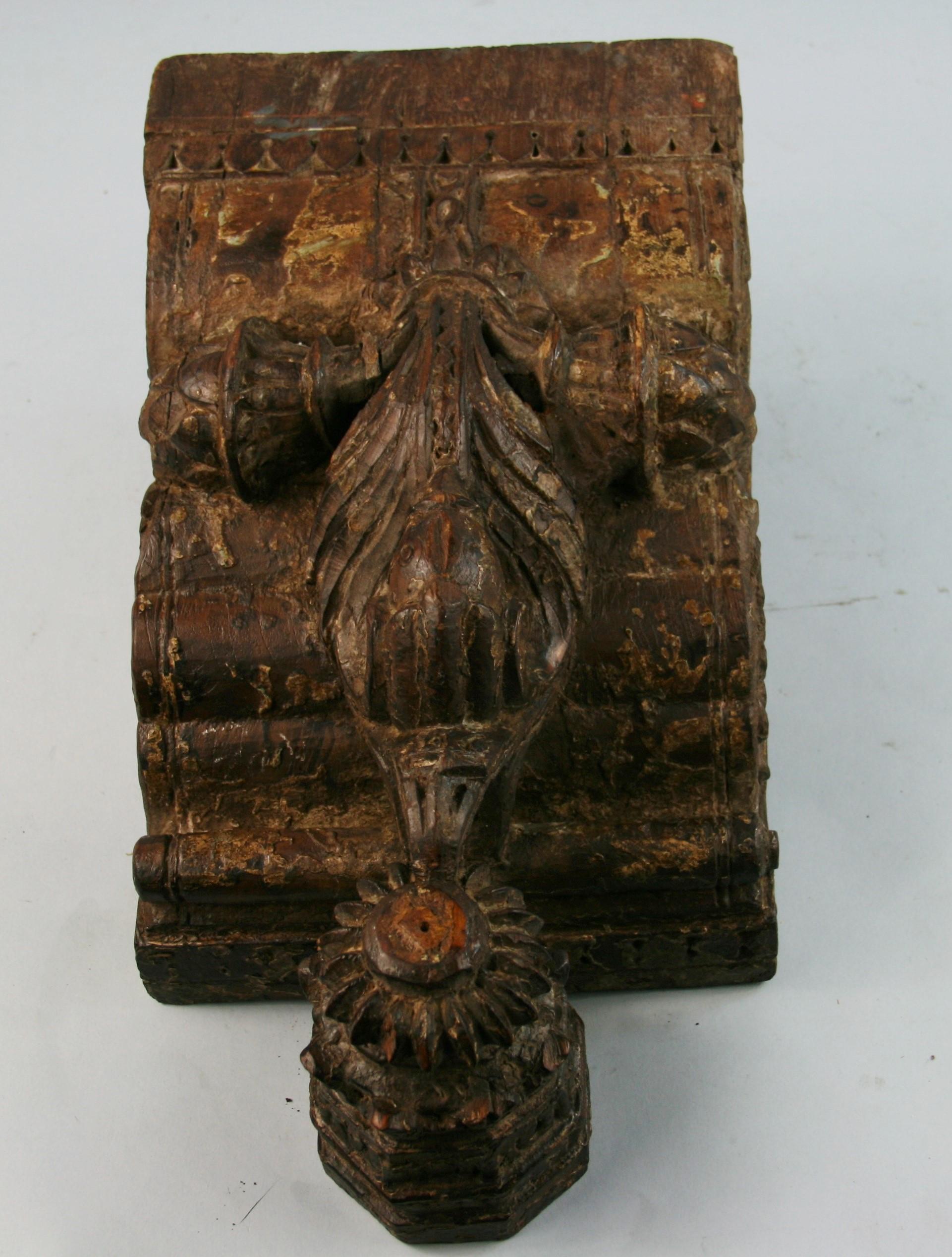 Indian Temple Carved Wood Architectural Element, 1910 4