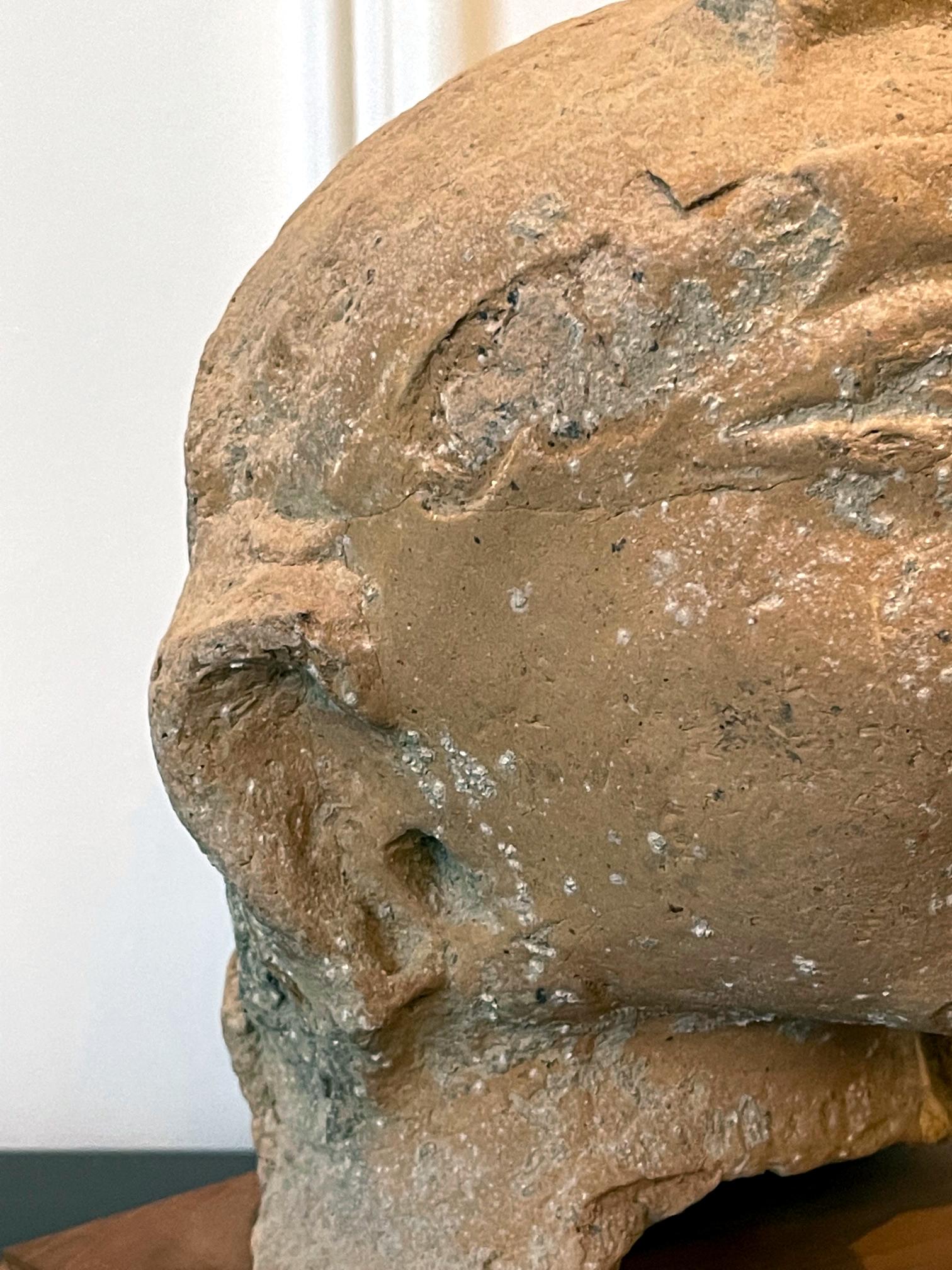 Archaistic Indian Terracotta Sculpted Head Gupta Period For Sale