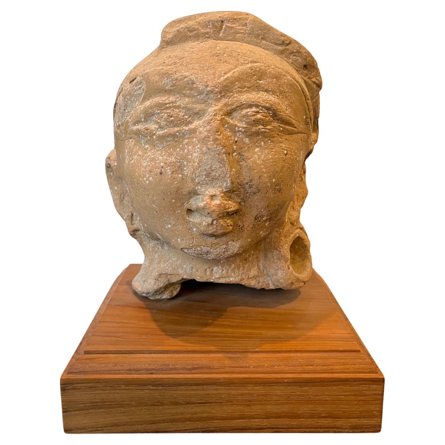 Testa scolpita in terracotta indiana del periodo Gupta in vendita