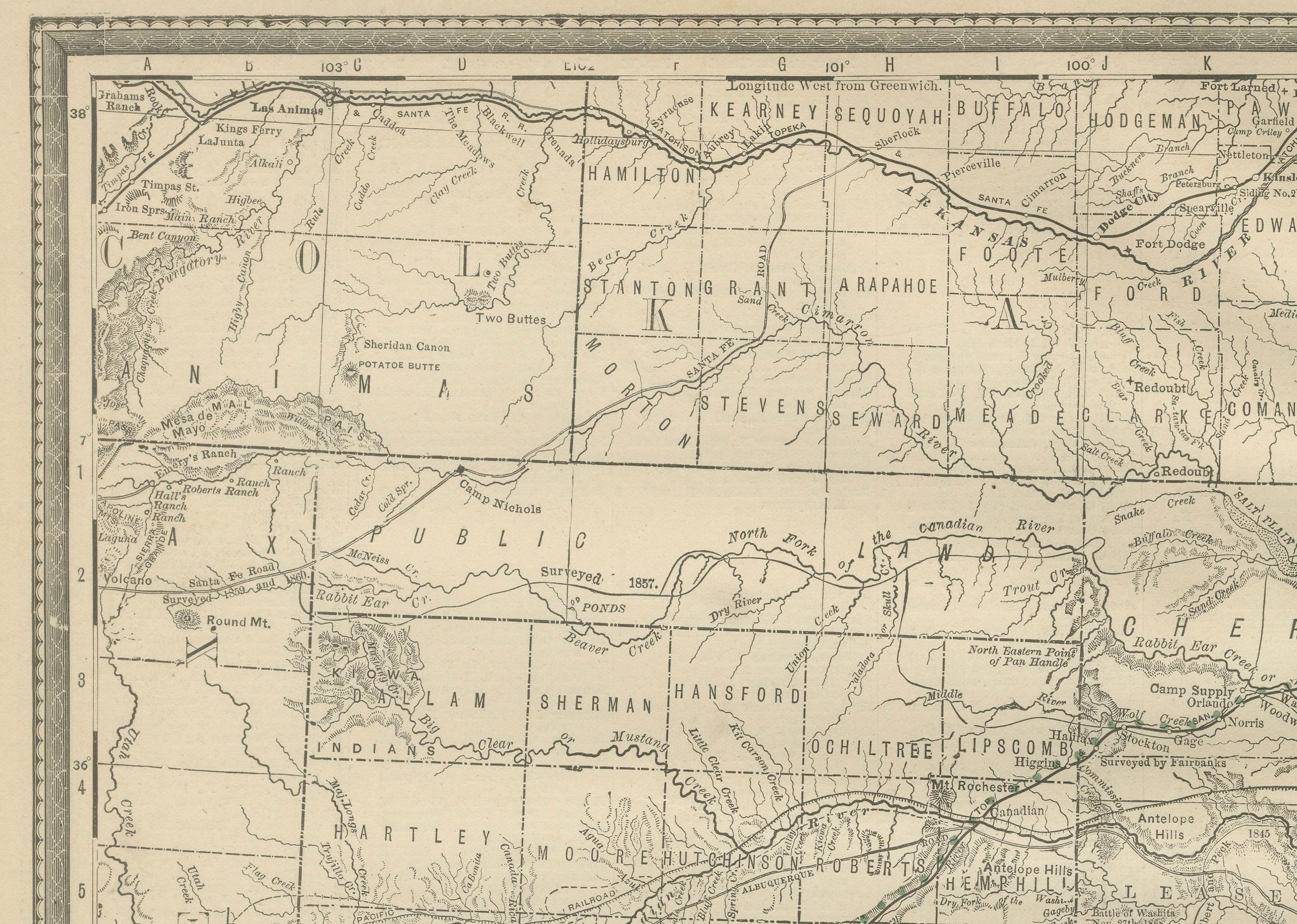 Americano Mappa del Territorio Indiano 1888 - Rand McNally Litografia antica in vendita