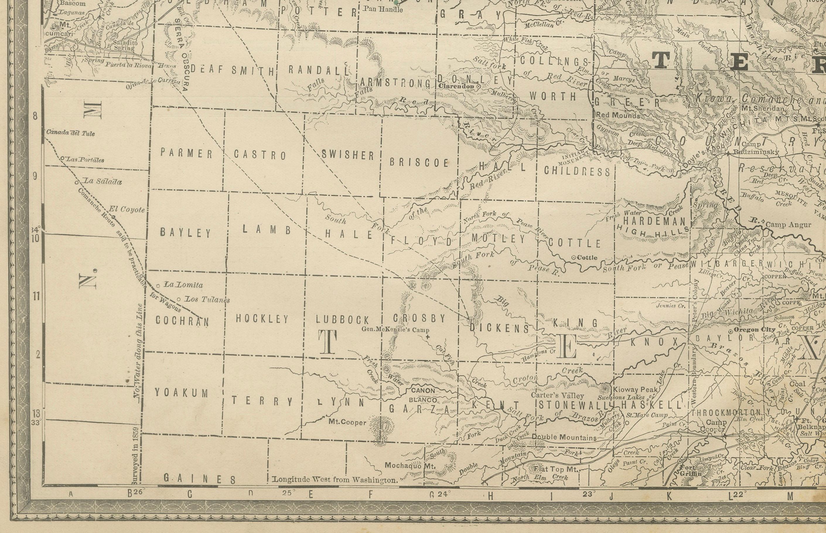 Carta Mappa del Territorio Indiano 1888 - Rand McNally Litografia antica in vendita