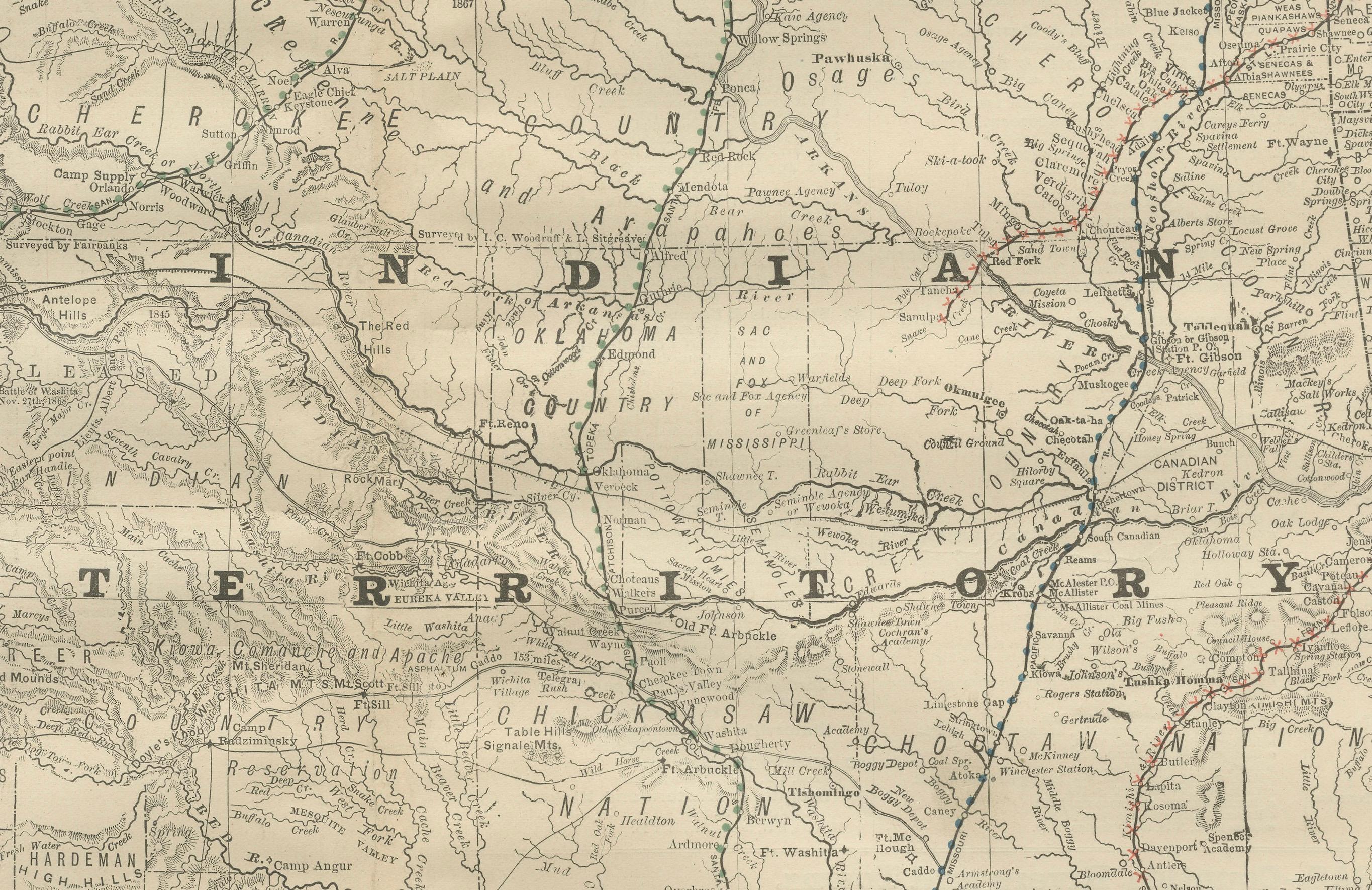 Mappa del Territorio Indiano 1888 - Rand McNally Litografia antica in vendita 2
