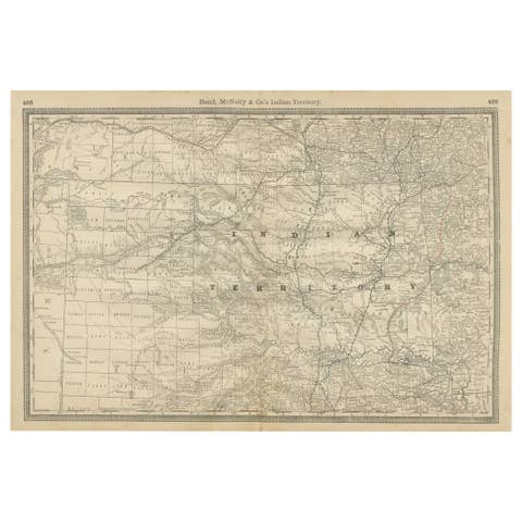 Indian Territory Map 1888 – Rand McNally Antique Lithograph
