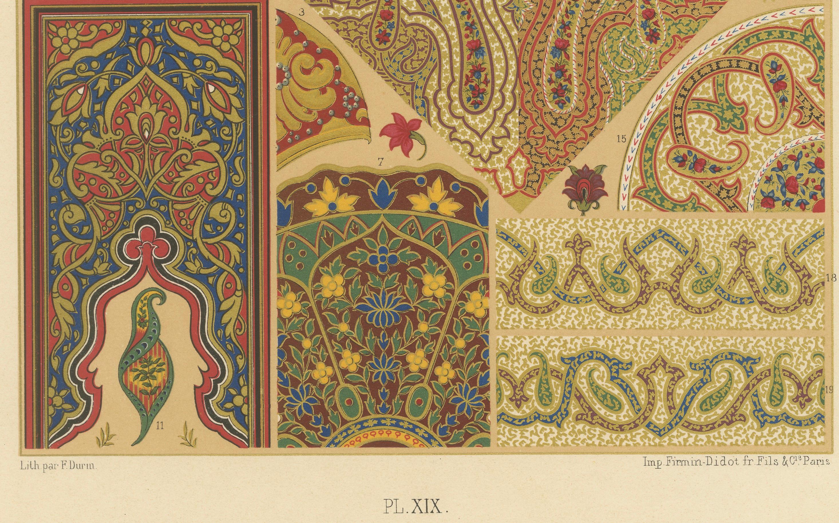 Indian Textile and Decorative Motifs – Floral & Paisley Patterns, Pl. XIX In Good Condition For Sale In Langweer, NL