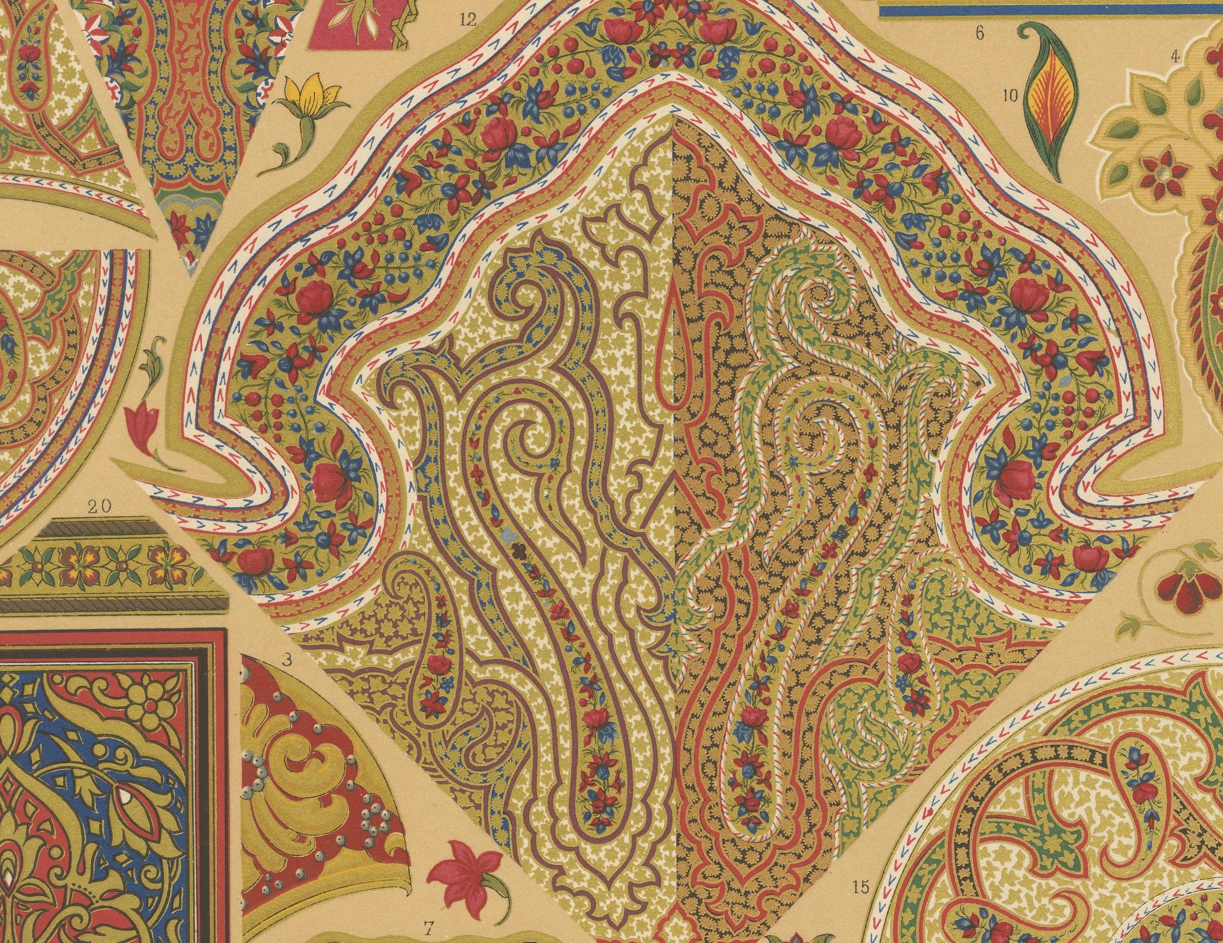 Paper Indian Textile and Decorative Motifs – Floral & Paisley Patterns, Pl. XIX For Sale
