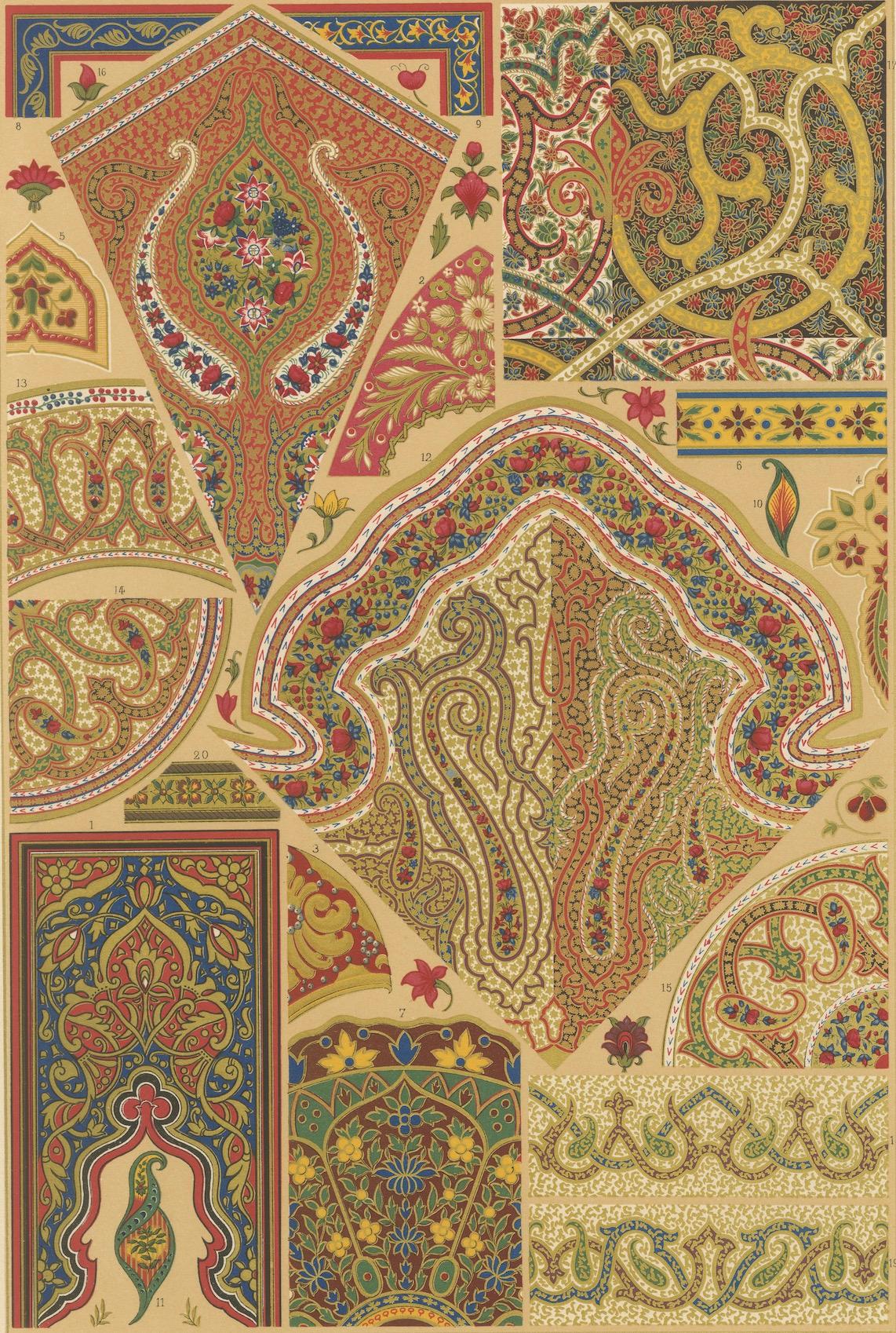 Indian Textile and Decorative Motifs – Floral & Paisley Patterns, Pl. XIX For Sale 1