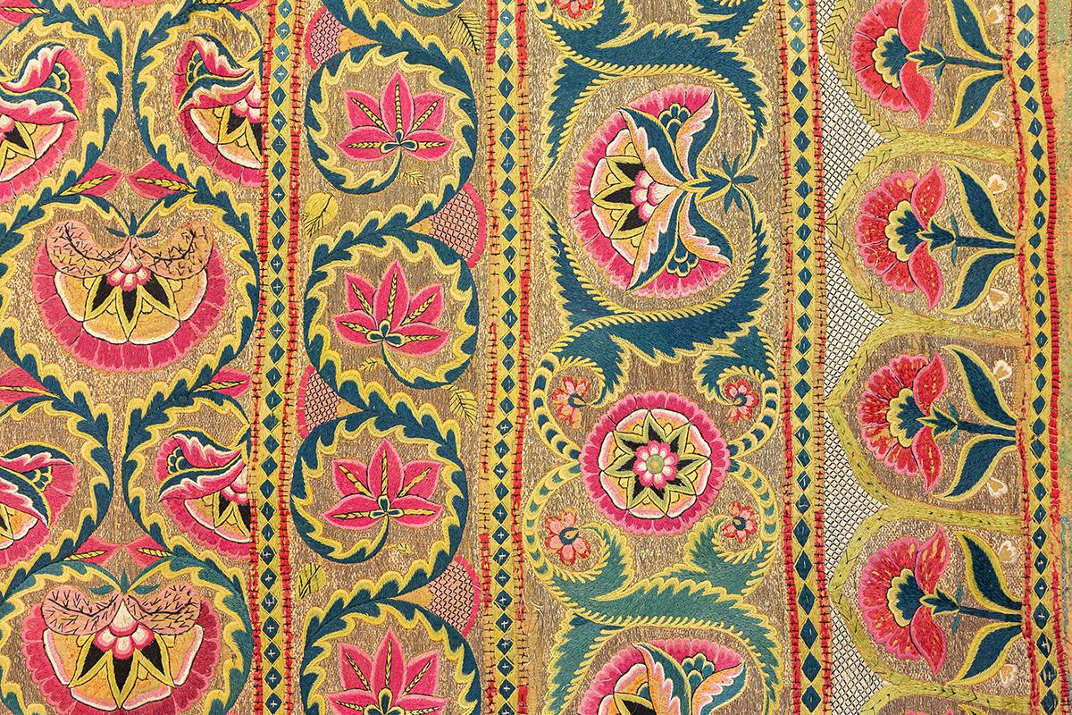 19th Century Indian Textile Deccani Silk For Sale