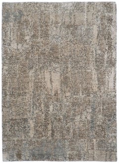 Indian Textures Transitional Hand-Knotted Wool Rug, 4'2"x5'10"