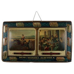 Indian Tin Lithograph Advertising Sign Manuel Albertola Saffron Exporter