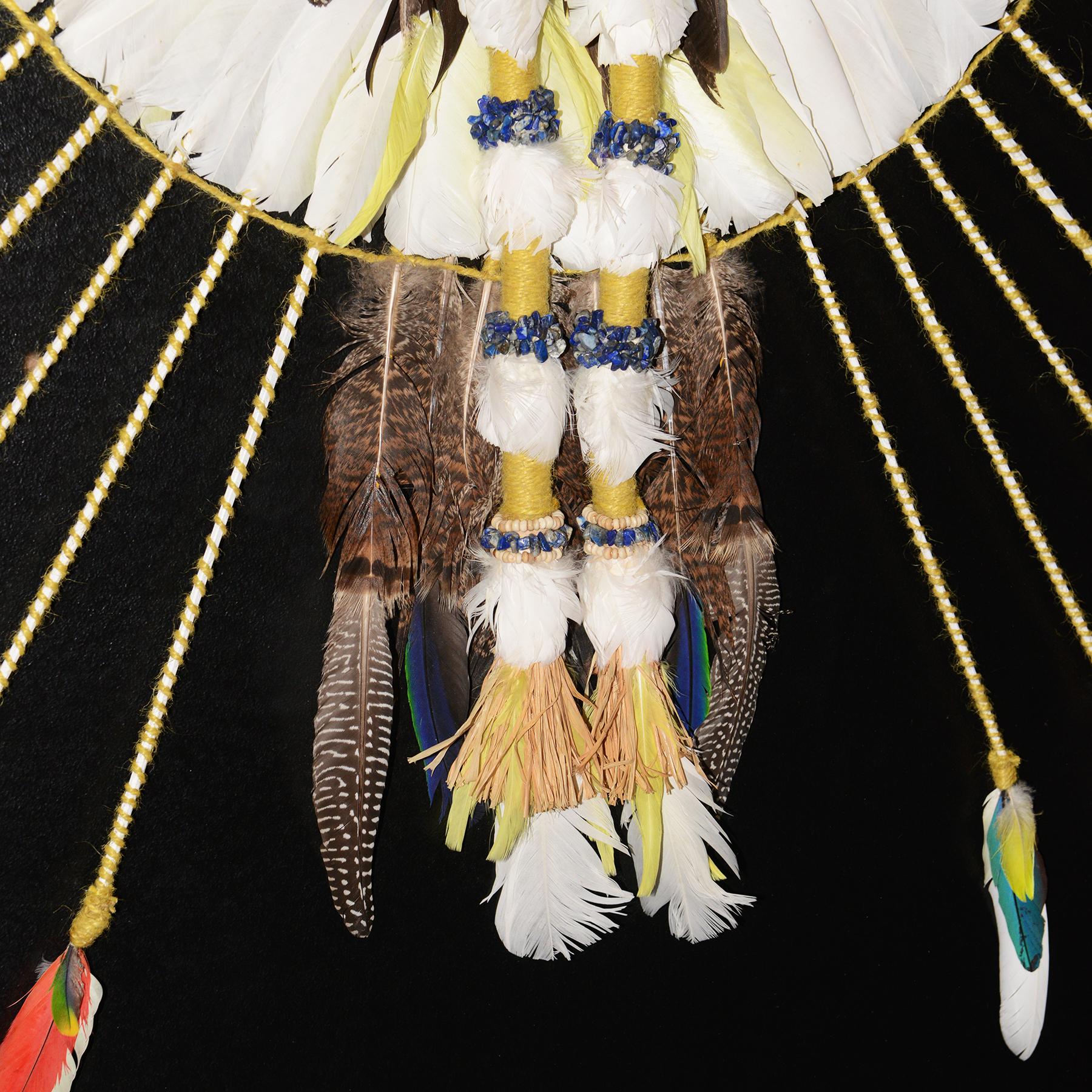 French Contemporary Kayapo-Style Headdress With Moulting Feathers For Sale
