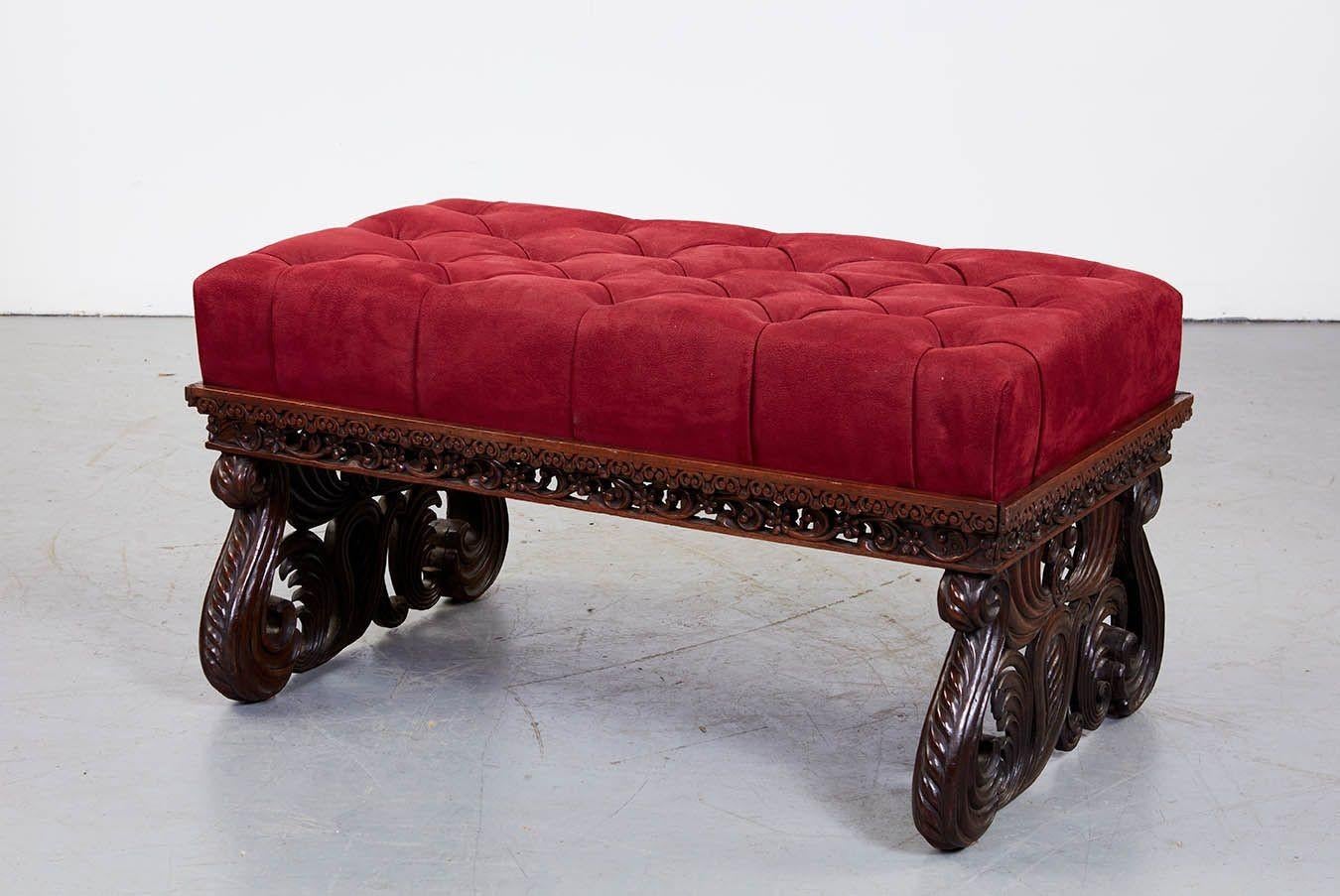 Indian Tufted Peacock Ottoman In Good Condition For Sale In Greenwich, CT