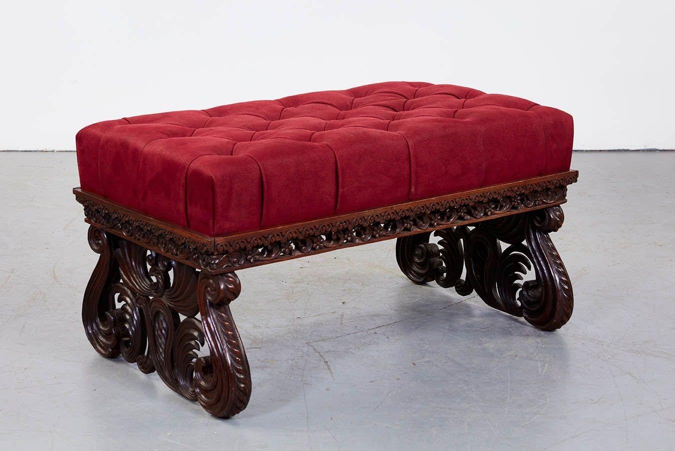 Indian Tufted Peacock Ottoman For Sale 1