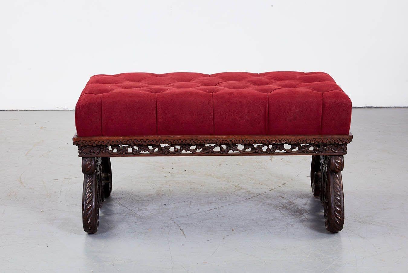 Indian Tufted Peacock Ottoman For Sale 2