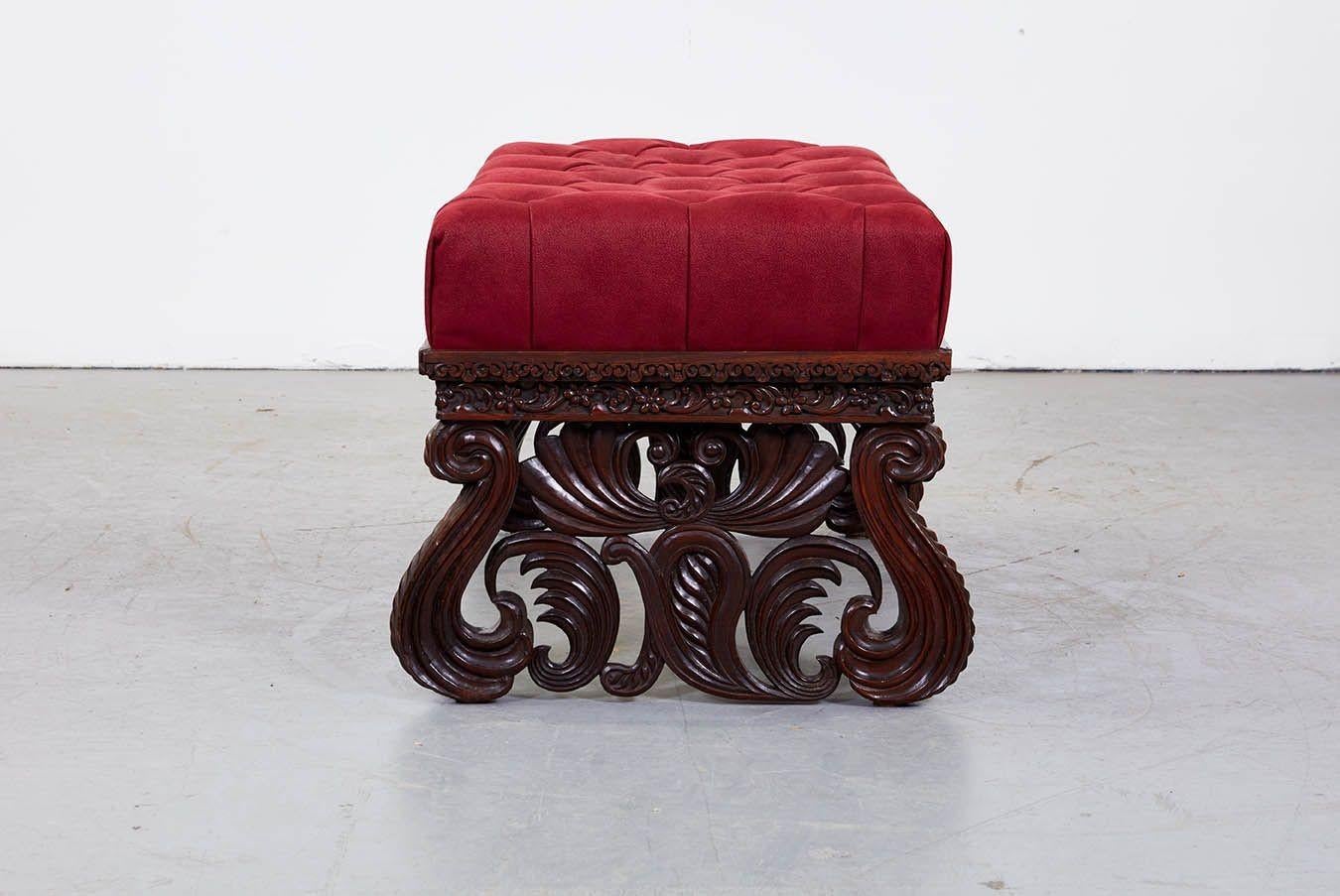 Indian Tufted Peacock Ottoman For Sale 3