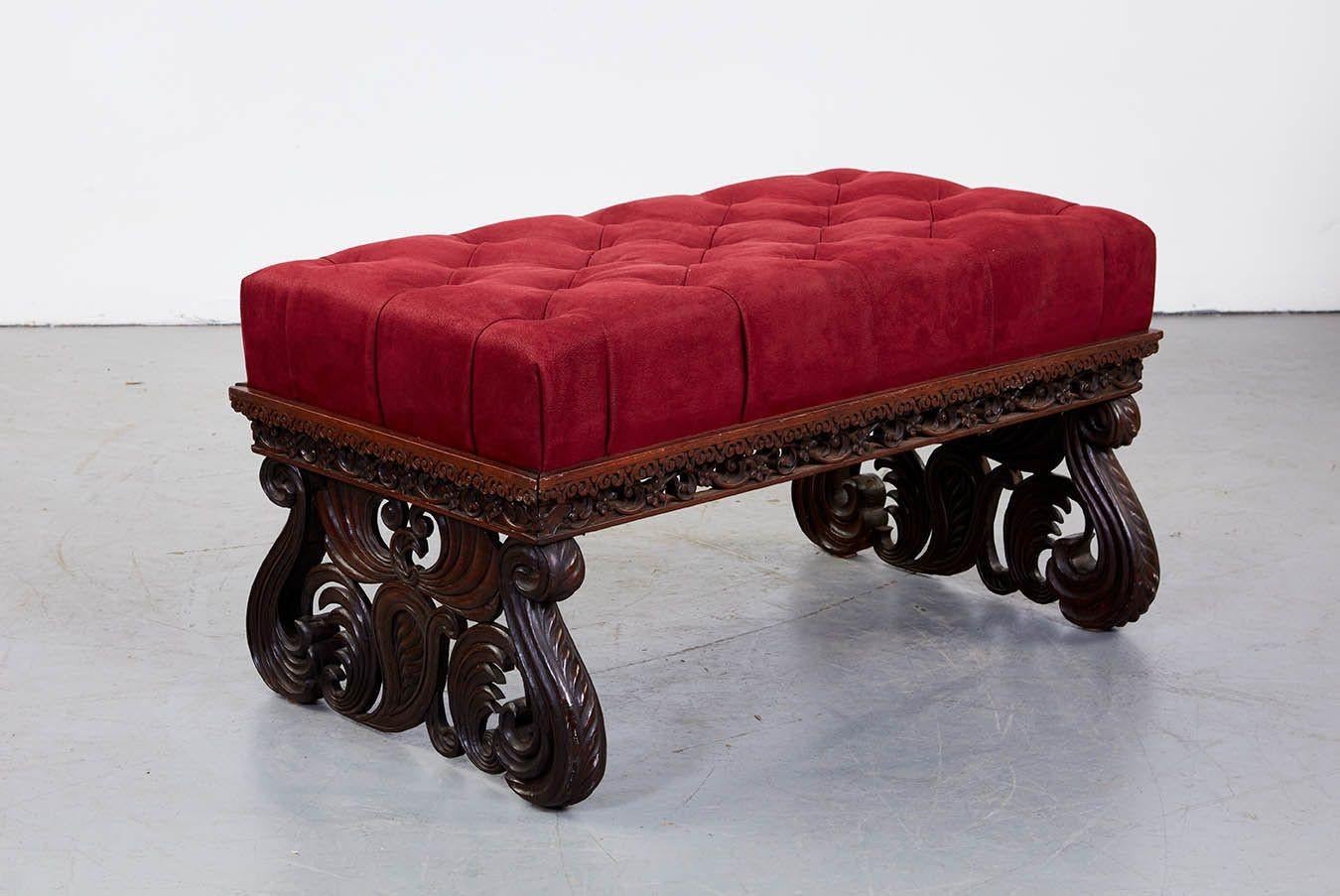 Indian Tufted Peacock Ottoman For Sale 4
