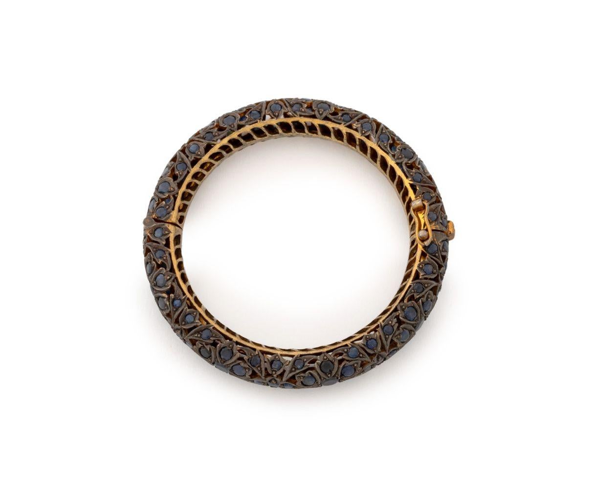 Bracciale a cerniera in argento con zaffiro in vermeil indiano in vendita 6