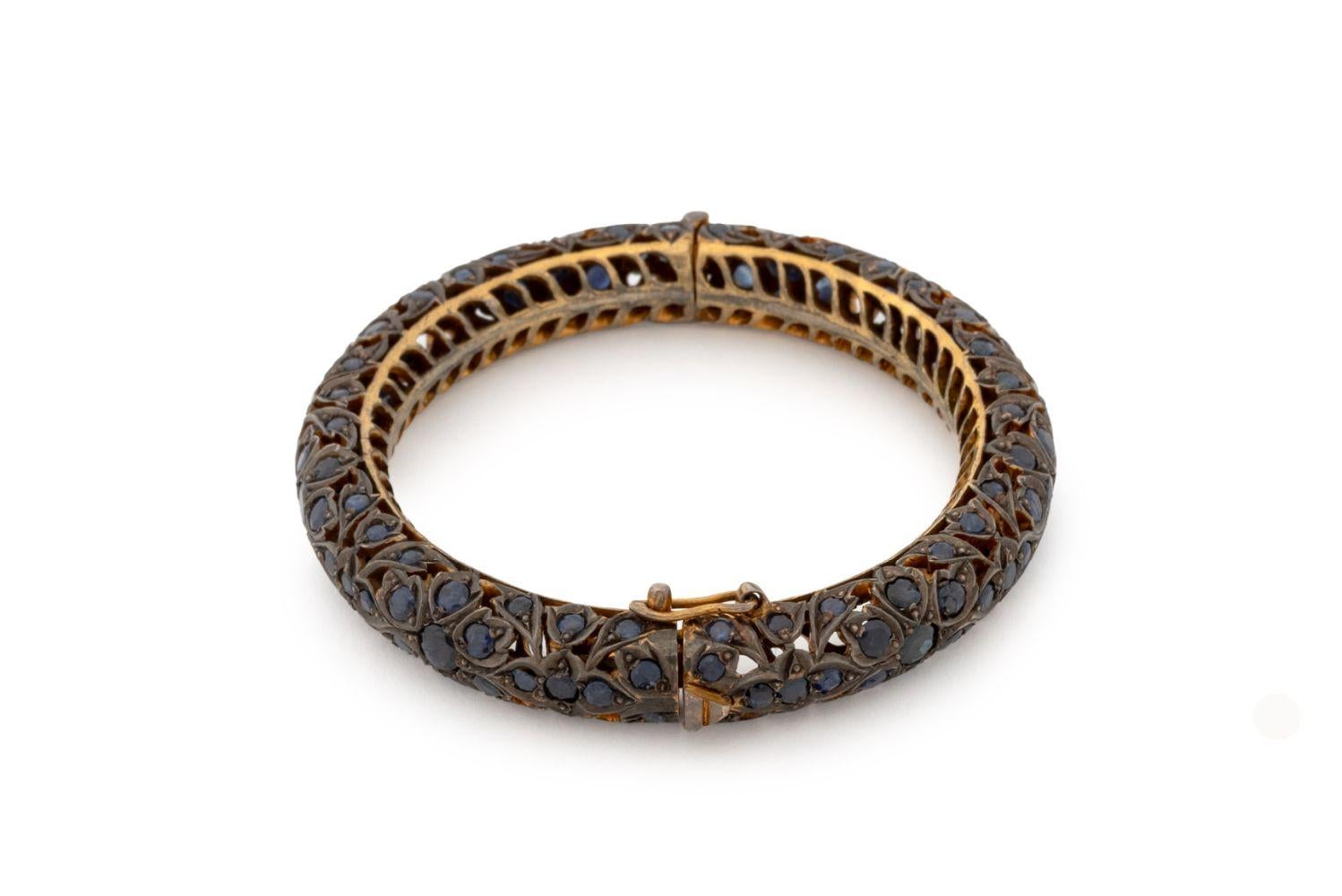 Bracciale a cerniera in argento con zaffiro in vermeil indiano in vendita 7