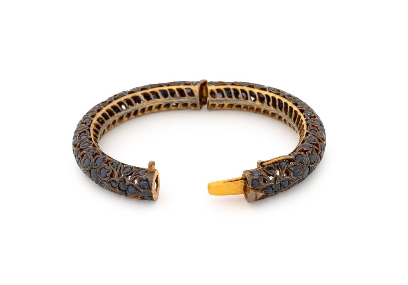 Bracciale a cerniera in argento con zaffiro in vermeil indiano in vendita 9