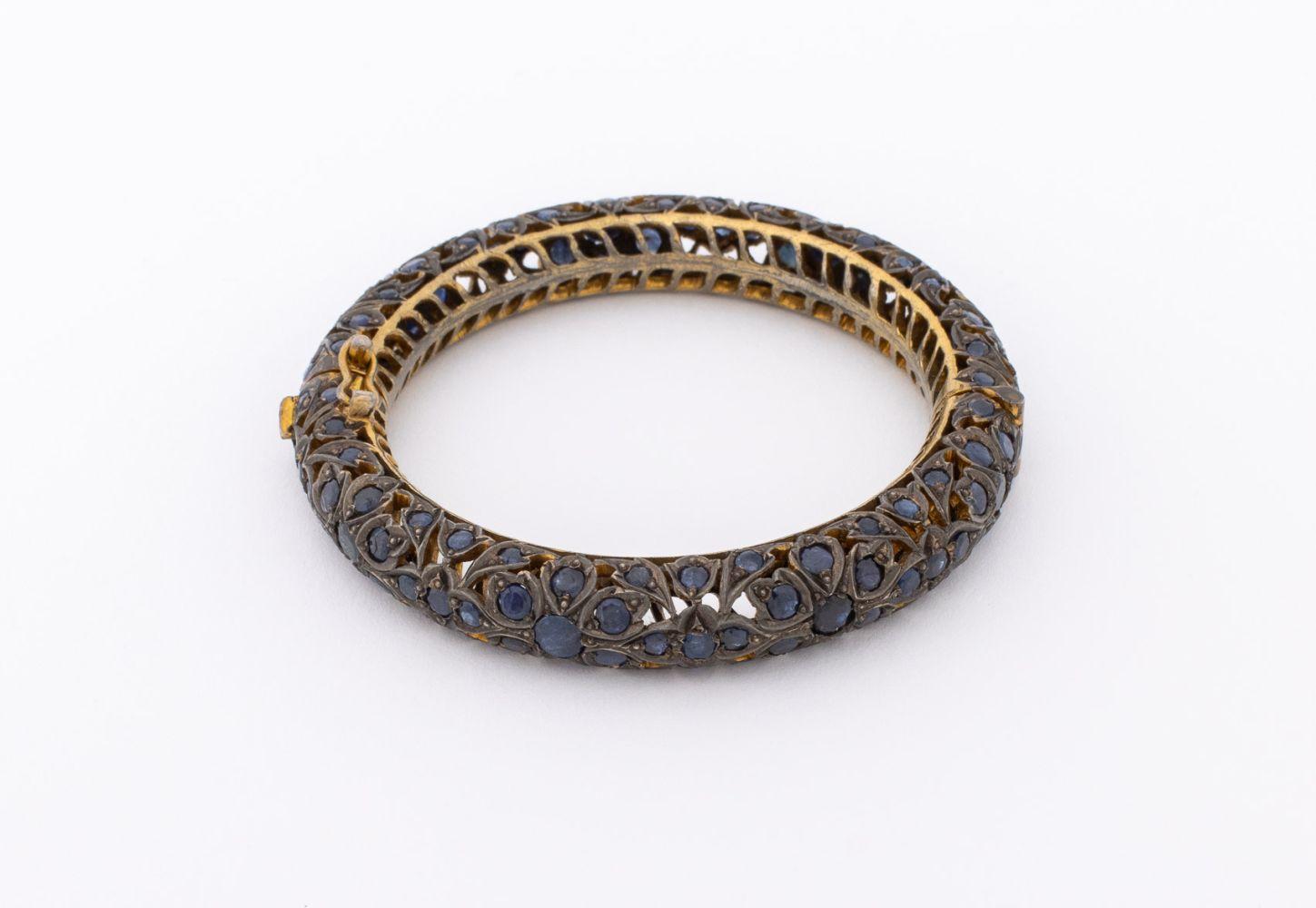 da uomo o donna Bracciale a cerniera in argento con zaffiro in vermeil indiano in vendita