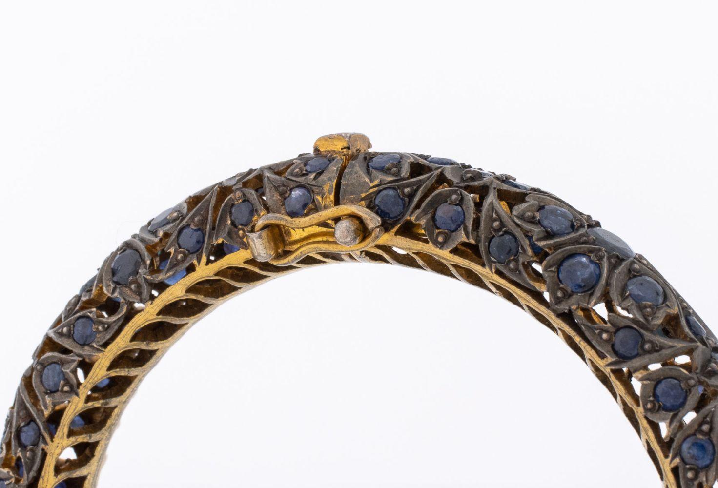 Bracciale a cerniera in argento con zaffiro in vermeil indiano in vendita 3