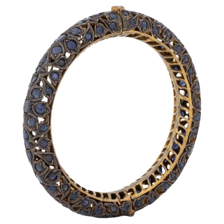 Bracciale a cerniera in argento con zaffiro in vermeil indiano in vendita