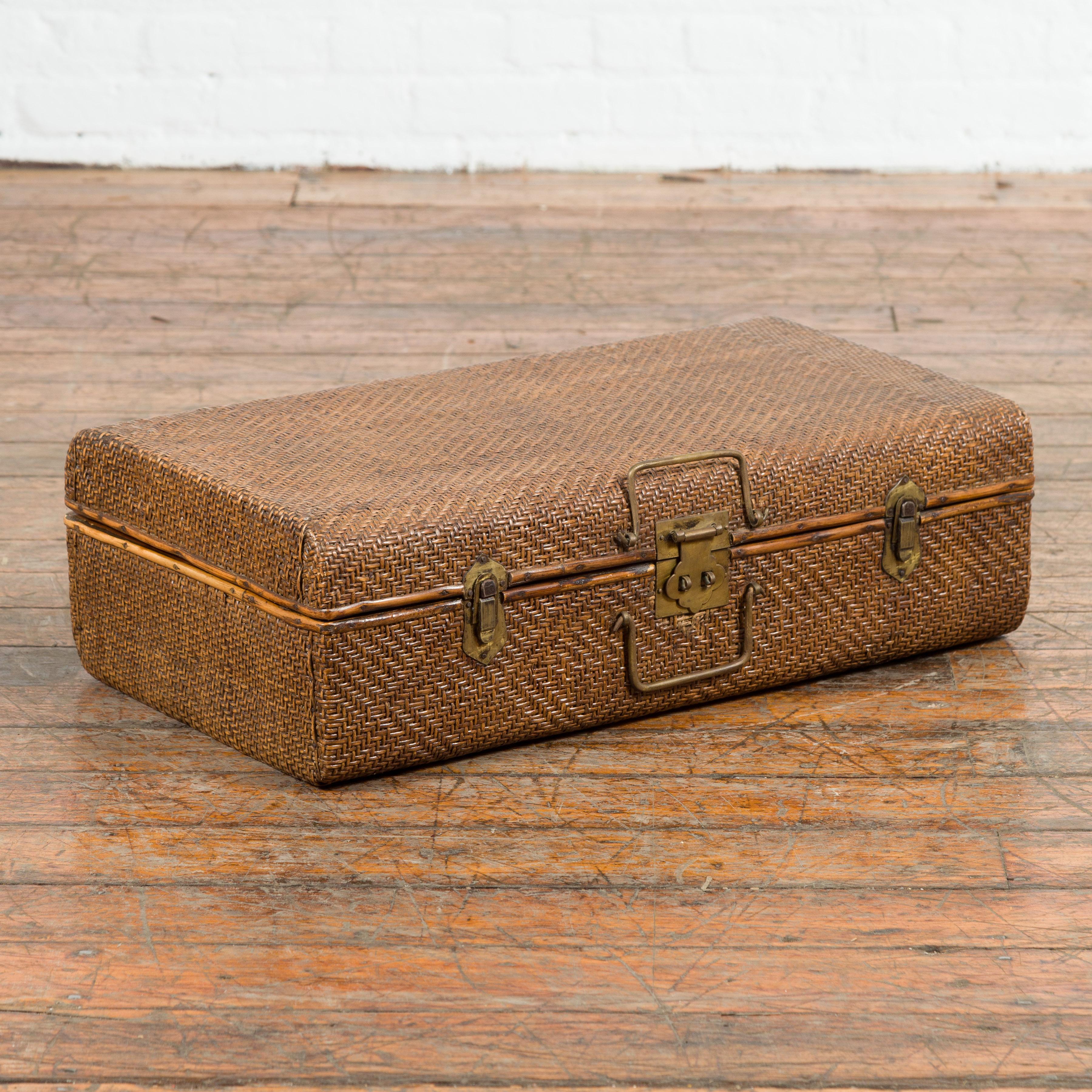 vintage rattan suitcase