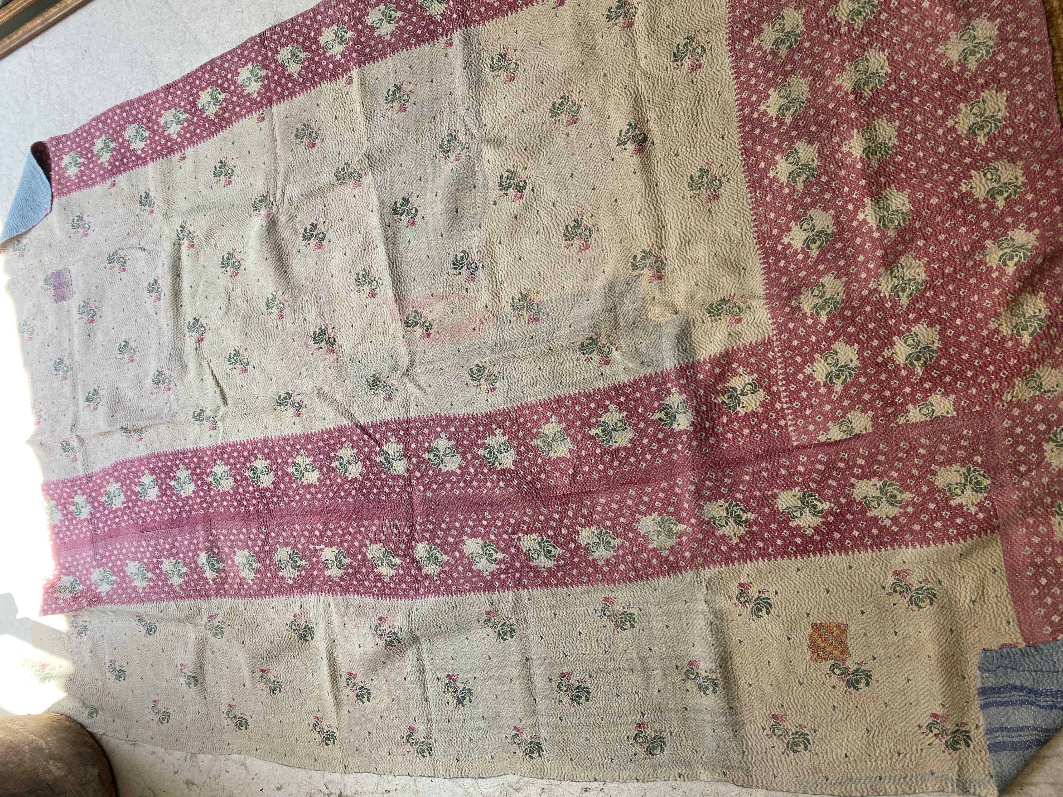 Hand-Woven Indian vintage kantha  For Sale