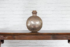 Indian Vintage Metal Water Vase with Cork Style Top and Circular Body