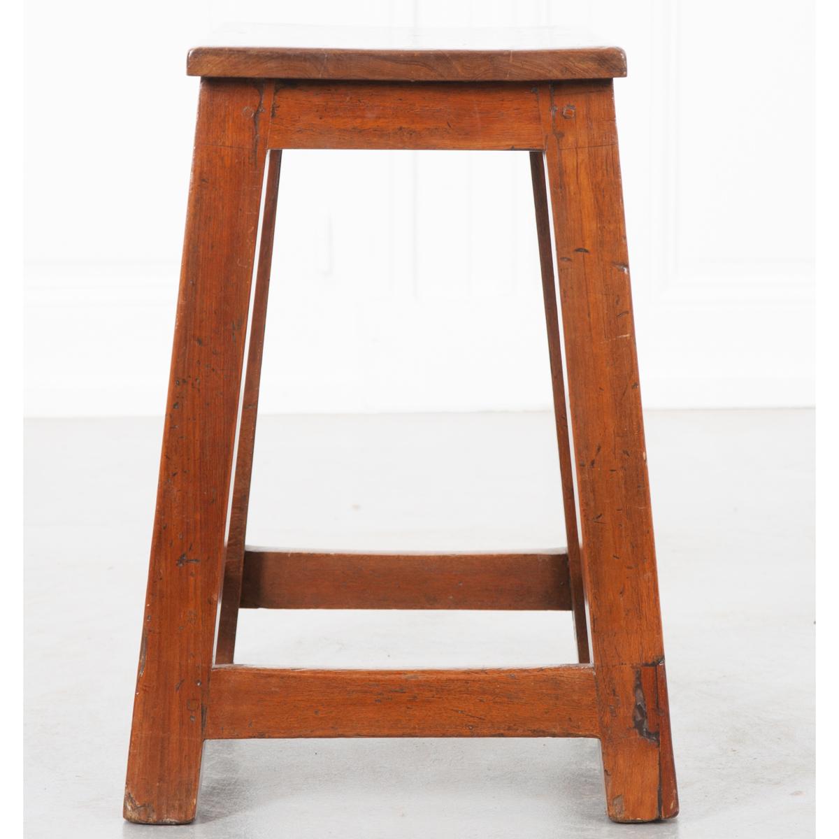 Indian Vintage Polished Hardwood Stool In Good Condition In Baton Rouge, LA