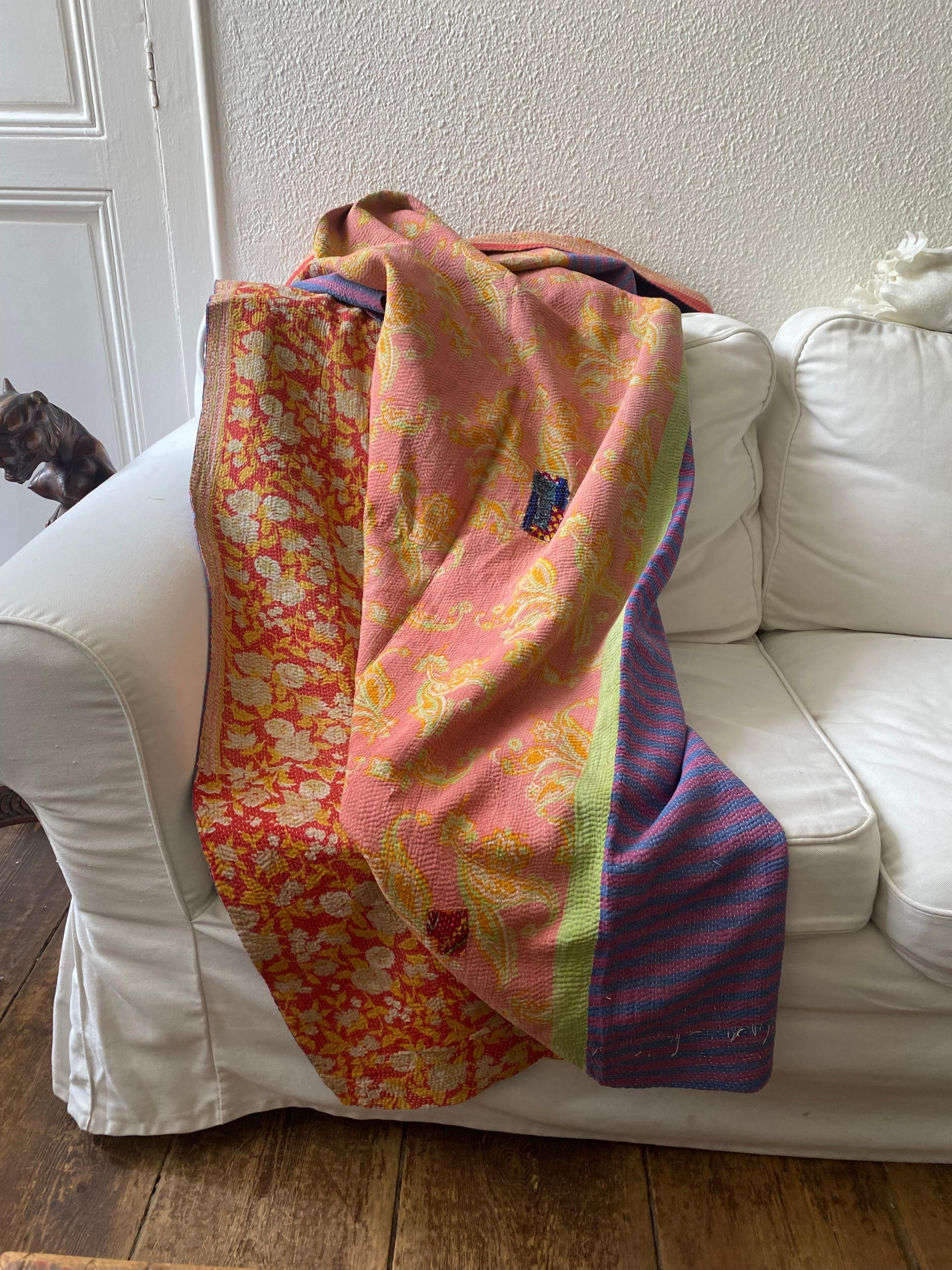 Anglo-Indian Indian vintage quilt For Sale