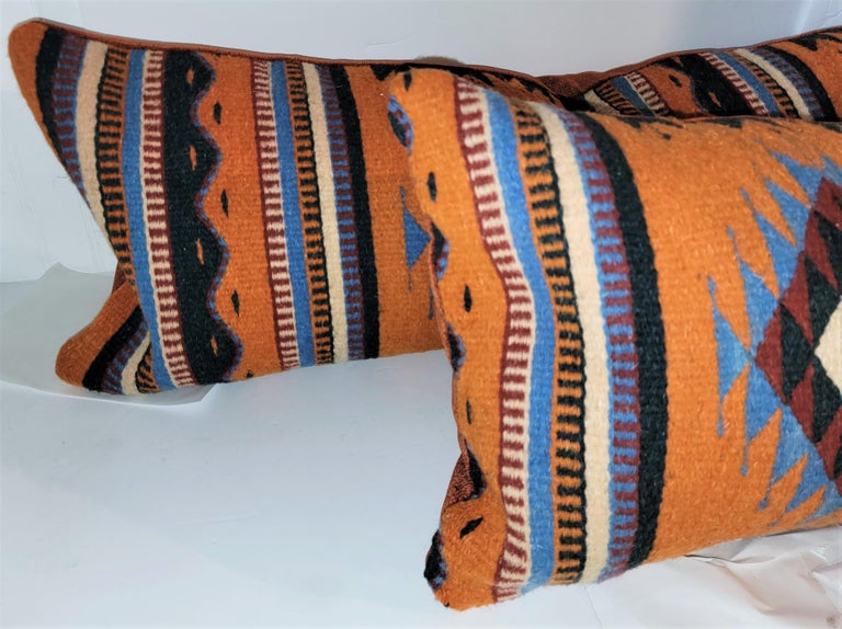 Adirondack Mexican Indian Weaving Bolster Pillows For Sale