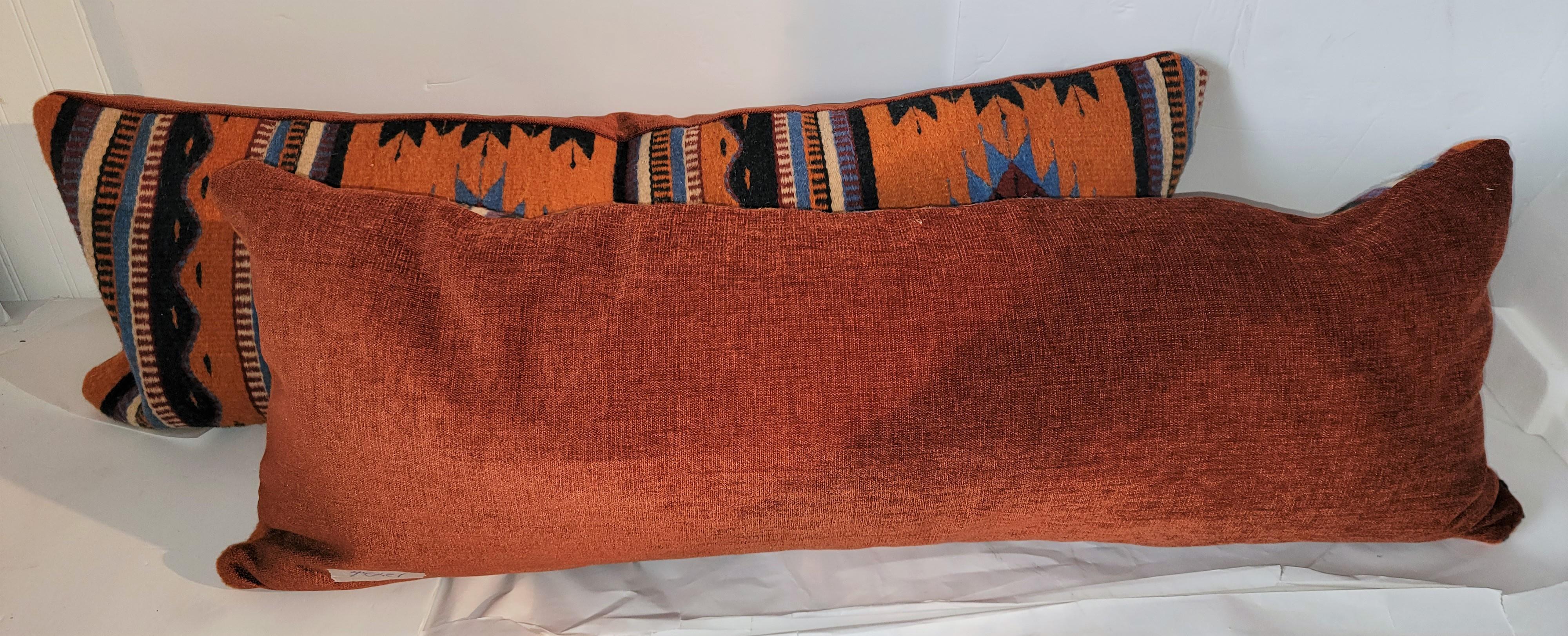 American Mexican Indian Weaving Bolster Pillows For Sale