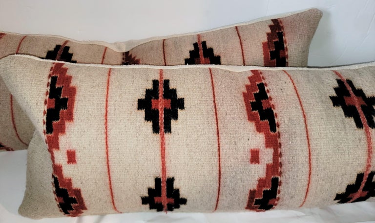 Hand-Woven Mexican Indian Weaving Bolster Pillows, Pair For Sale