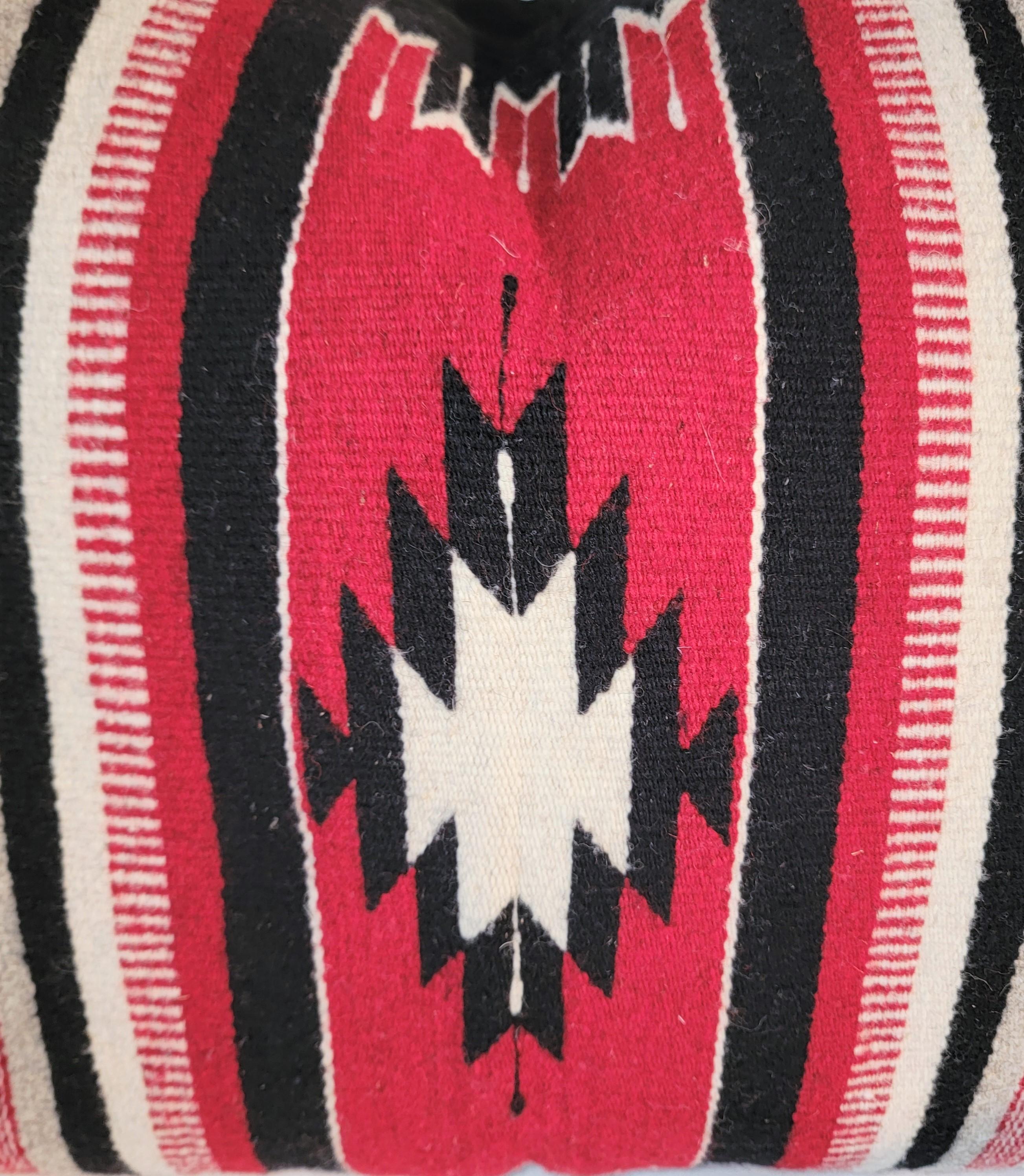 Hand-Woven Navajo Indian Weaving Eye Dazzler and Stripes Pillow