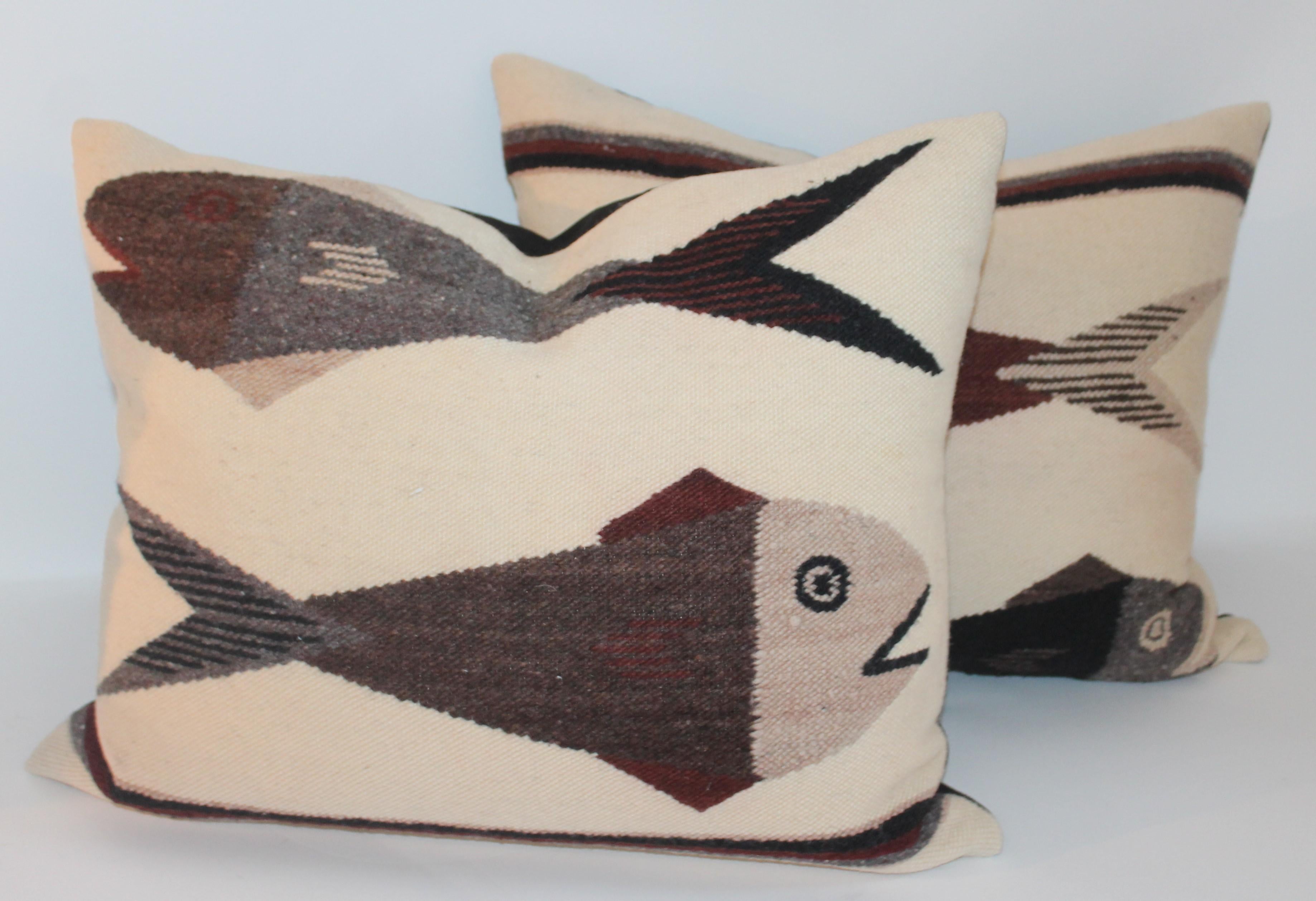 Adirondack Indian Weaving Fish Pillows / Pair
