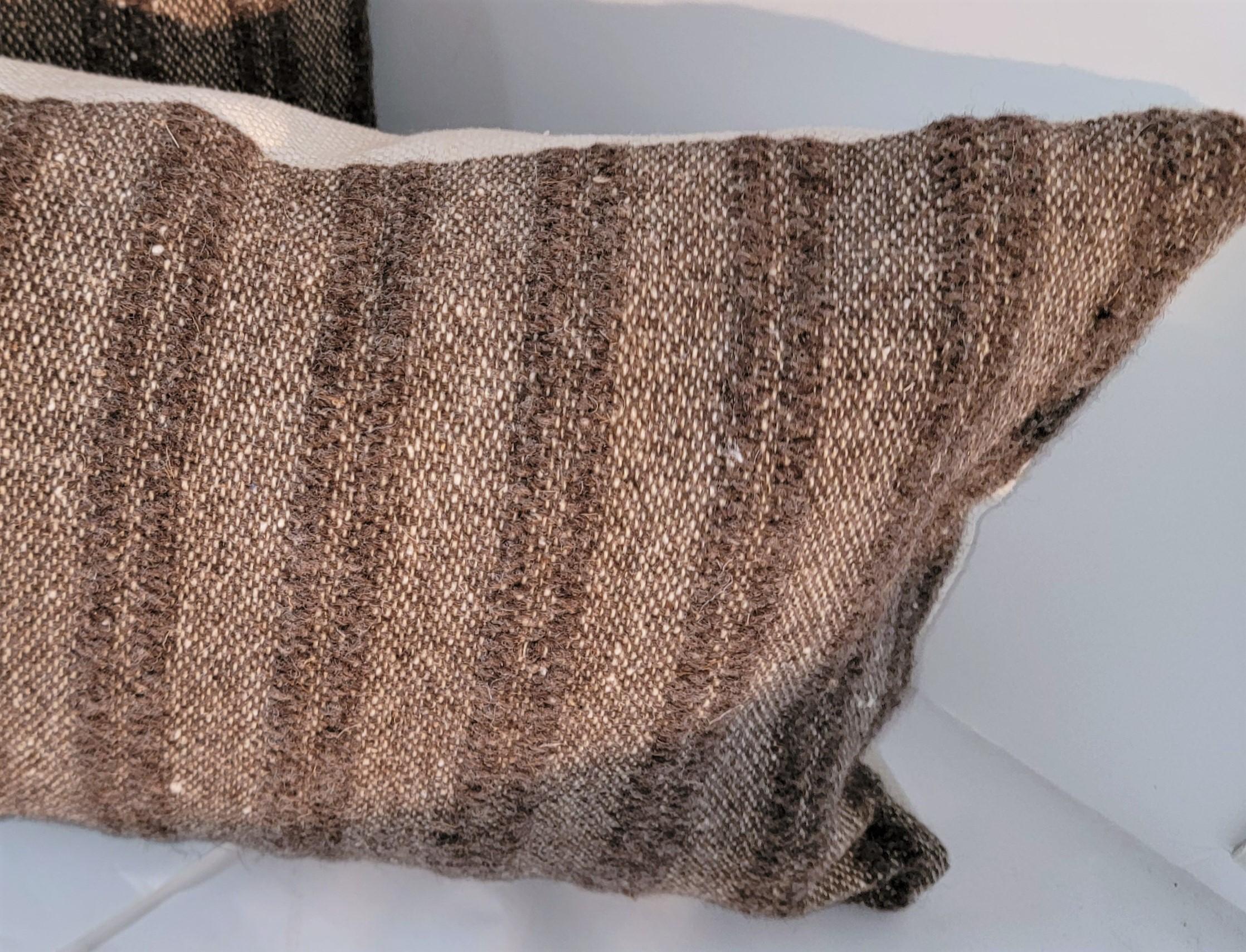 Navajo Indian Weaving Stripe Bolster Pillows, Pair For Sale at 1stDibs