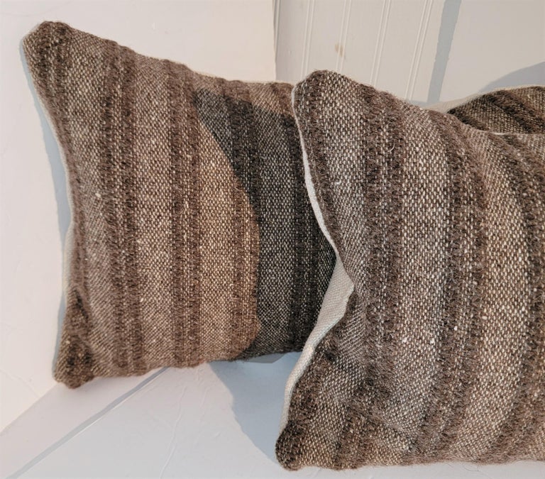 20th Century Navajo Indian Weaving Stripe Bolster Pillows, Pair For Sale