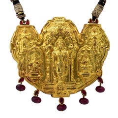 Indian Wedding Hindu Deities 22 Karat Yellow Gold Necklace