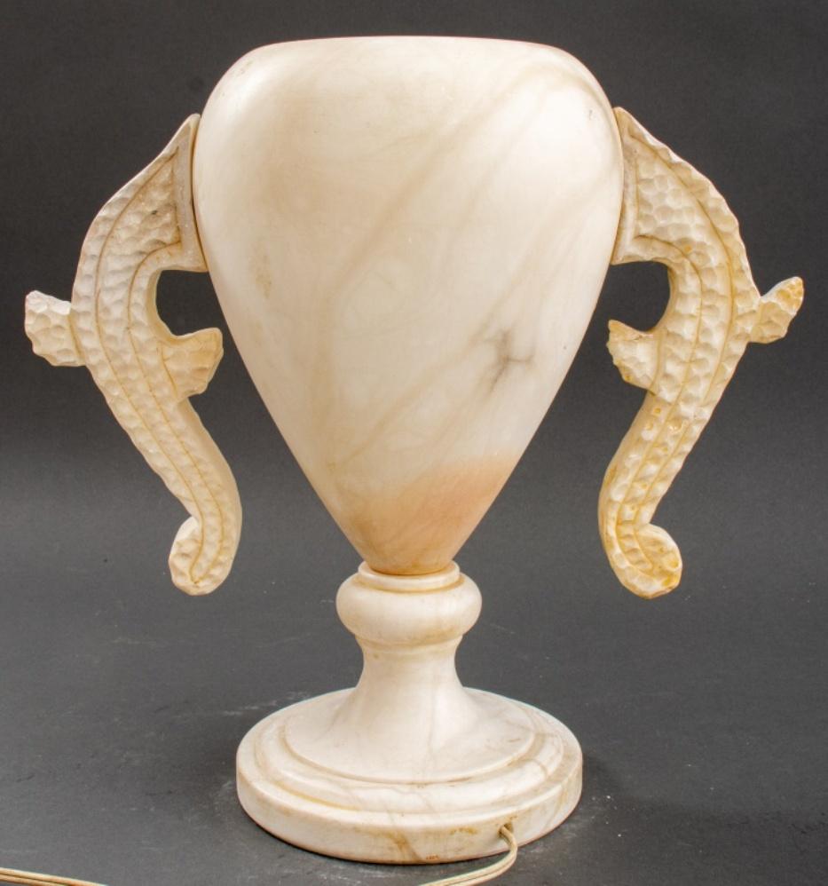 Indian white marble urn form lap, with rusticated 